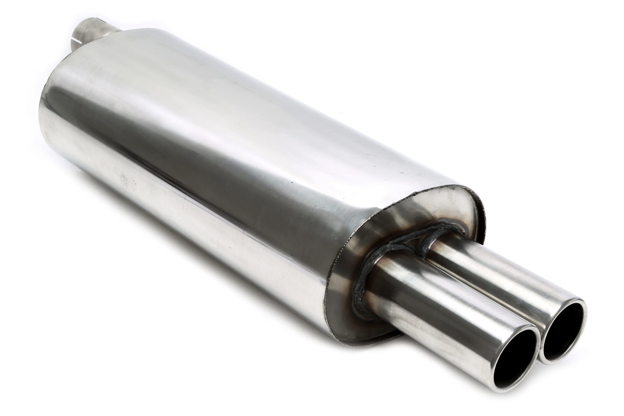 Endschalldämpfer 2x76mm rund/gebördelt aus Edelstahlanlage EVOE466A-xx