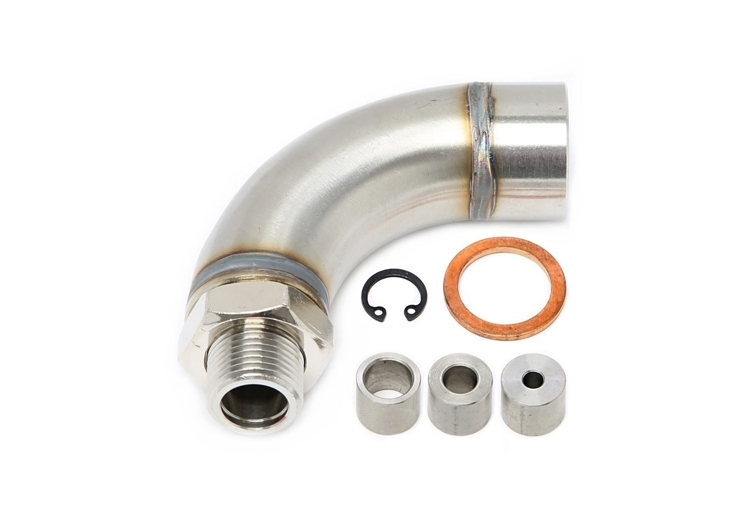 universeller 45° Bogen Lambdasonden Adapter/Verlängerung - Abmessung M18 x 1,5 x 47mm - passend für Downpipe/Sportkatalysator/Nachkat