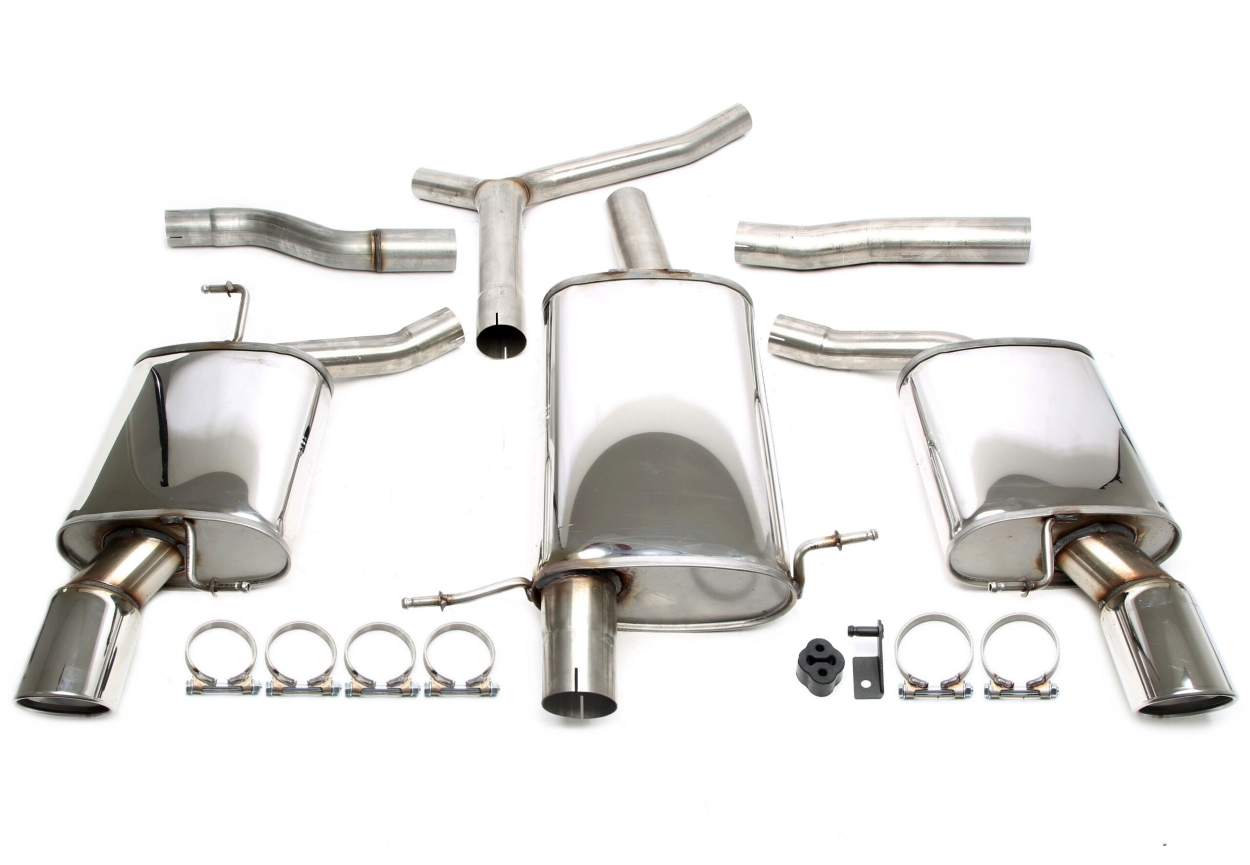 Duplex Edelstahlanlage 1x100mm Links+Rechts passend für Audi A4 Limo.+Avant Typ 8K-B8 / A5 Typ 8T-B8 / A5 Cabriolet Typ 8F-B8
