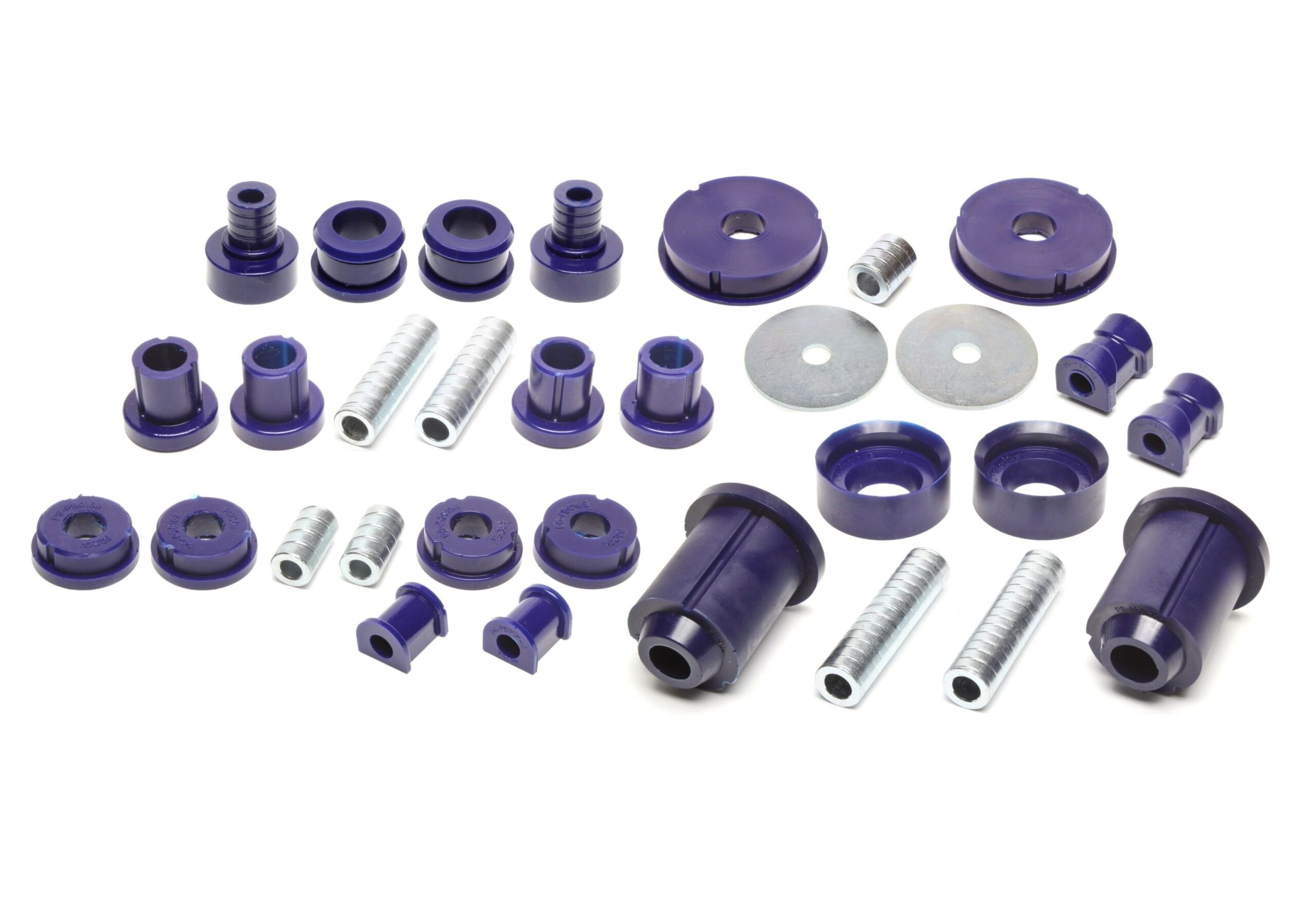 PU-Buchsen Kit 37-teilig / Vorderachse+Hinterachse / Vorderachse mit Ø 21mm Stabi / M3 Exzenter / Hinterachse mit Ø 16mm Stabi / passend für BMW 3er Serie E30