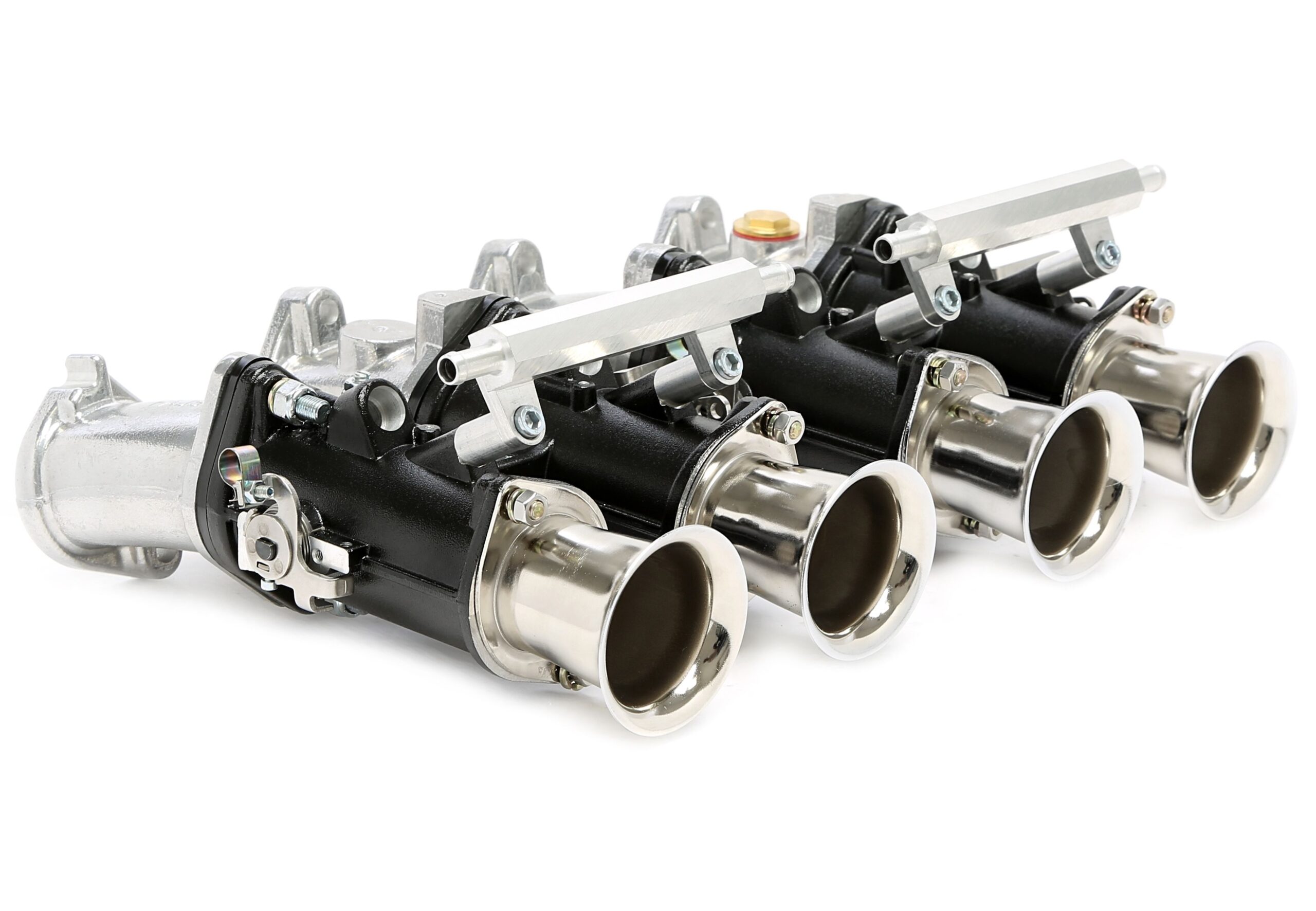 Ansaugbrücke passend für BMW 02er Serie E10 / 3er Serie E21 2.0l M10 Motoren Umrüstung auf Doppelvergaseranlage 40er DCOE Weber oder Solex
