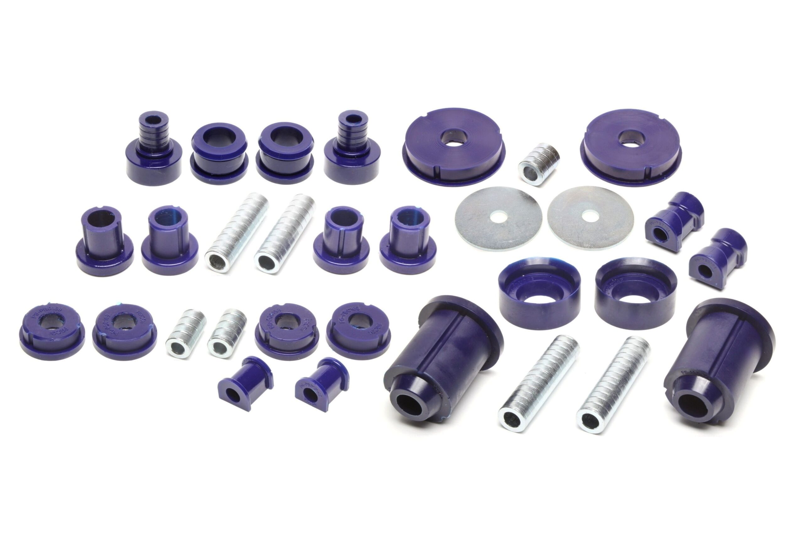 PU-Buchsen Kit 37-teilig / Vorderachse+Hinterachse / Vorderachse mit Ø 19mm Stabi / M3 Exzenter / Hinterachse mit Ø 12mm Stabi / passend für BMW 3er Serie E30