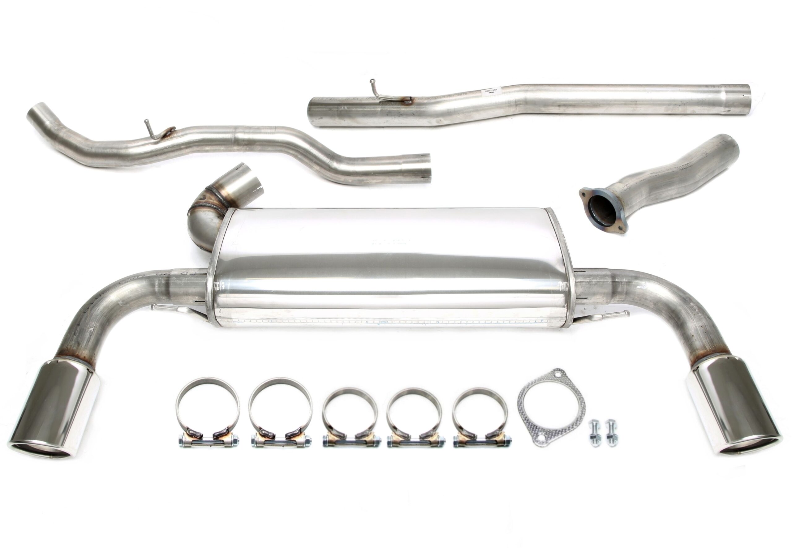 Duplex Edelstahlanlage 1x100mm Links+Rechts passend für Volvo S60 II/V60 T3/T4/T5 alle 2WD Typ F