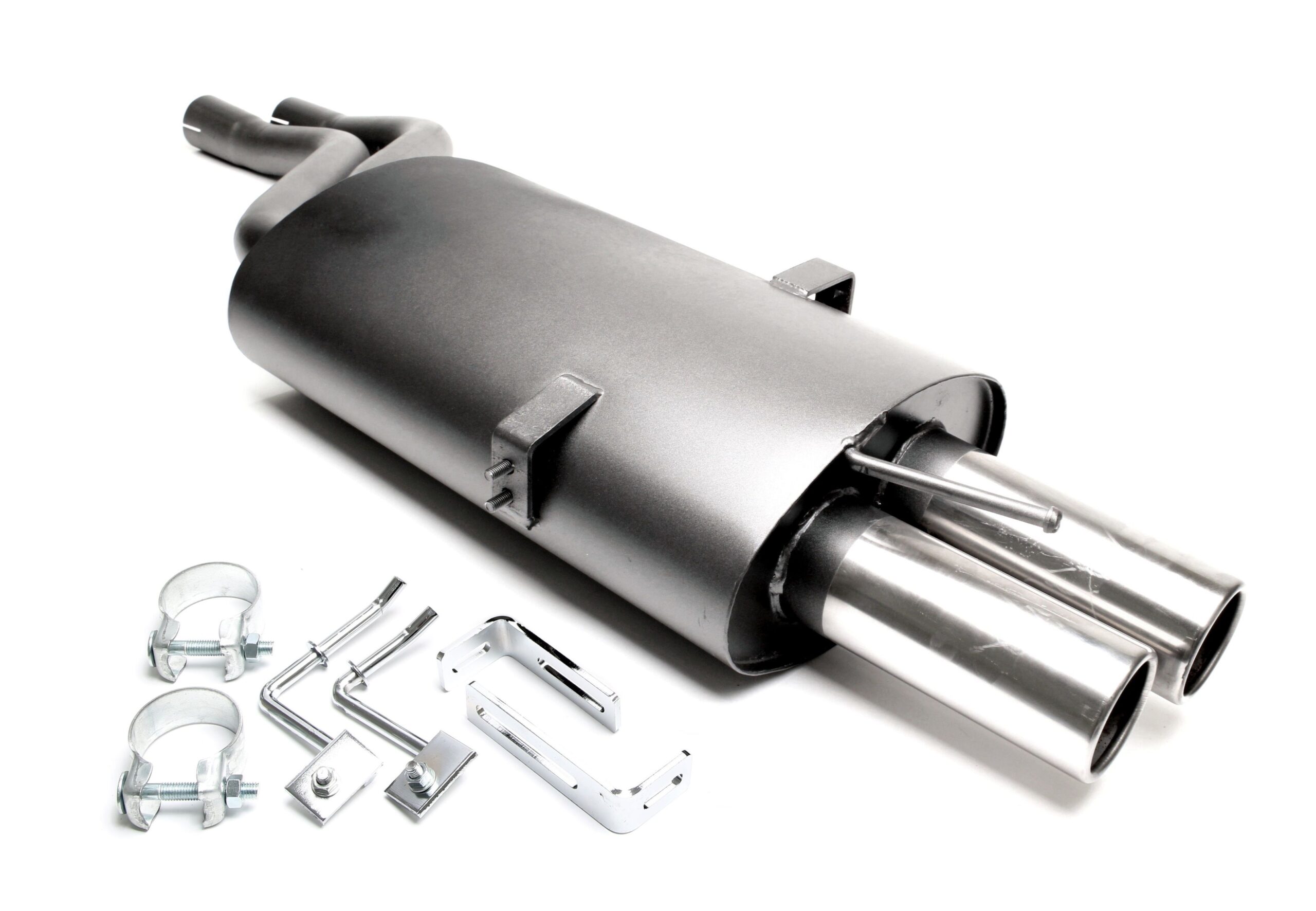 Sportendschalldämpfer 2x76mm passend für BMW 3er Serie E46 Limousine, -Coupe, -Cabriolet, -Touring