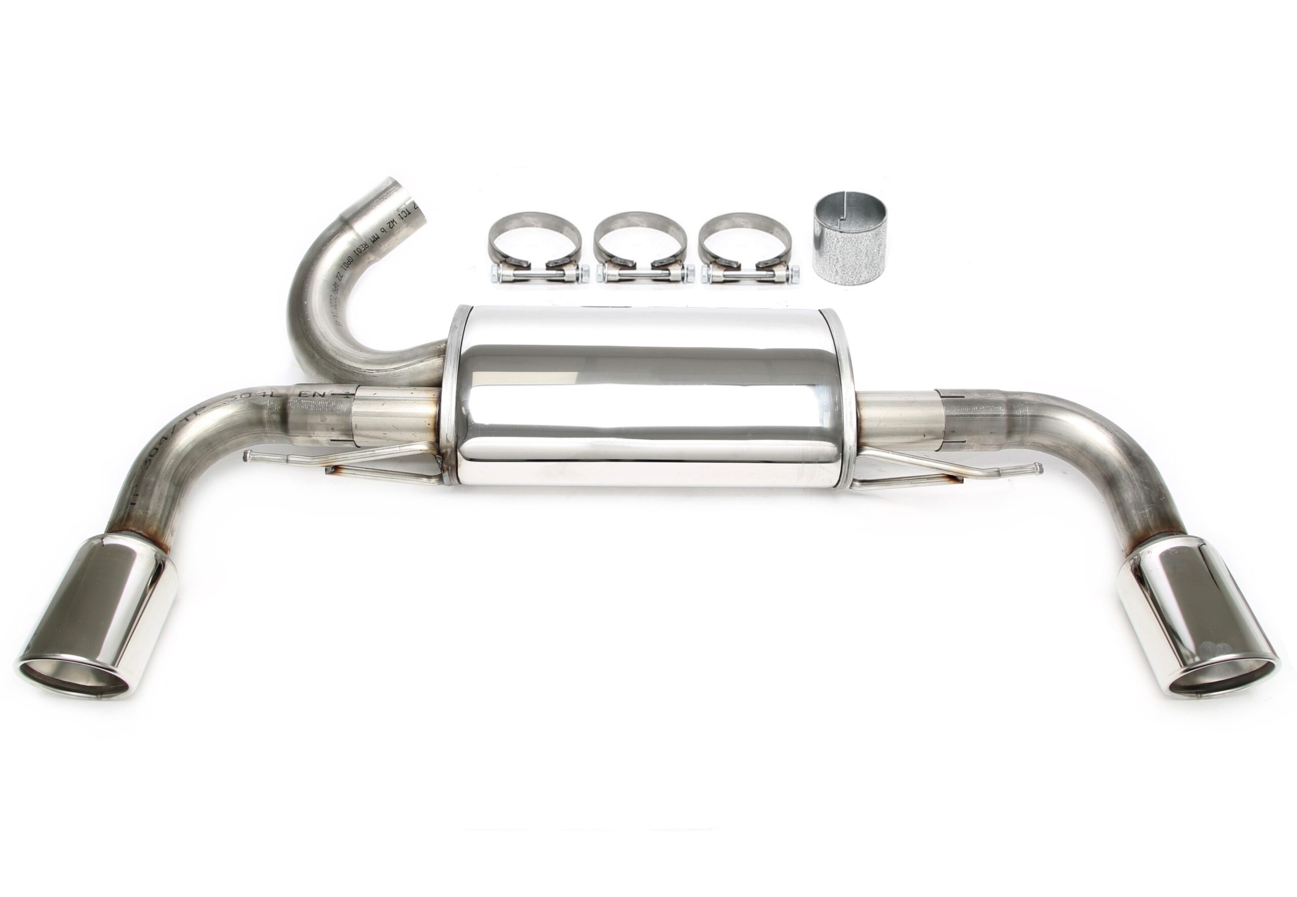 Duplex Edelstahl Sportendschalldämpfer 1x100mm Links+Rechts passend für Volvo XC60 D3/D4/D5 Typ D