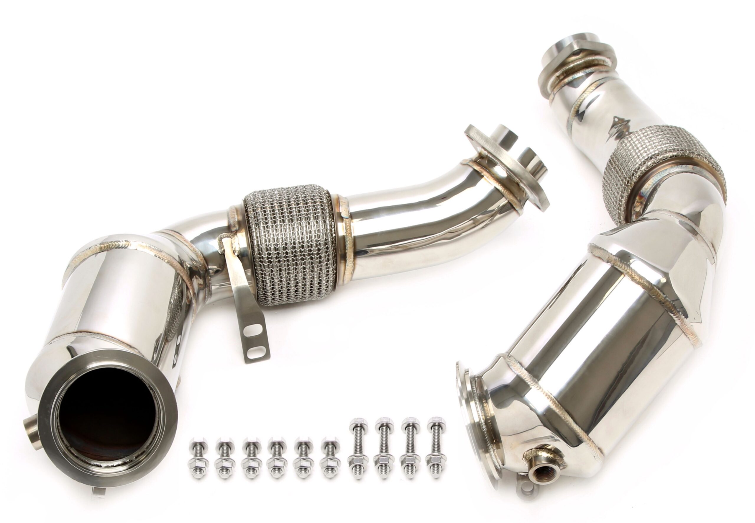 Downpipe ohne Katalysator mit Flexrohr passend für BMW 5er Serie Typ F07,F10,F11 , 6er Serie Typ F12,F13,F14, 7er Serie Typ F01,F02,F03, X5 Typ E70, X6 Typ E71 - Motorcode N63