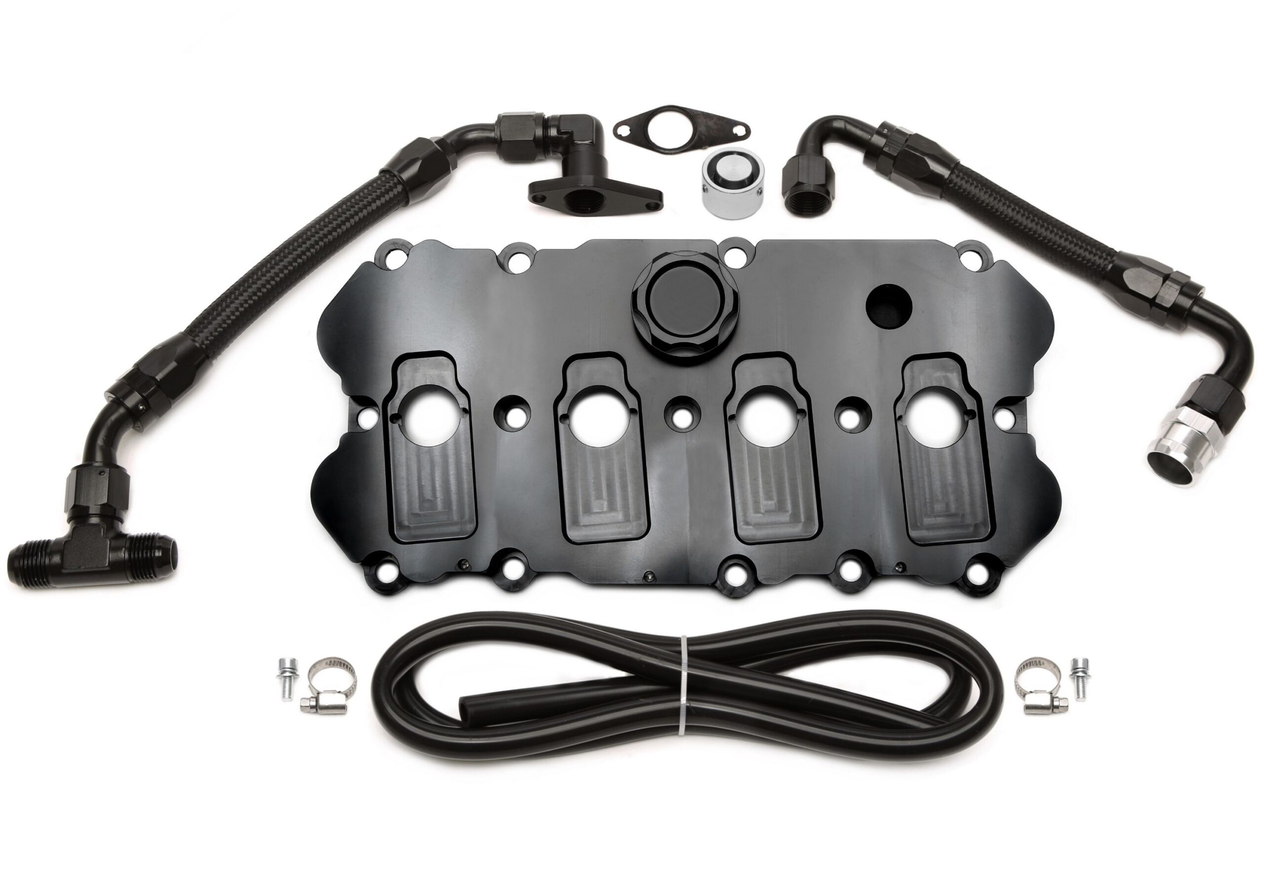 Alu gefräster Ventildeckel in schwarz passend für Audi / Seat / Skoda / VW der MQB-Plattform (EA113)