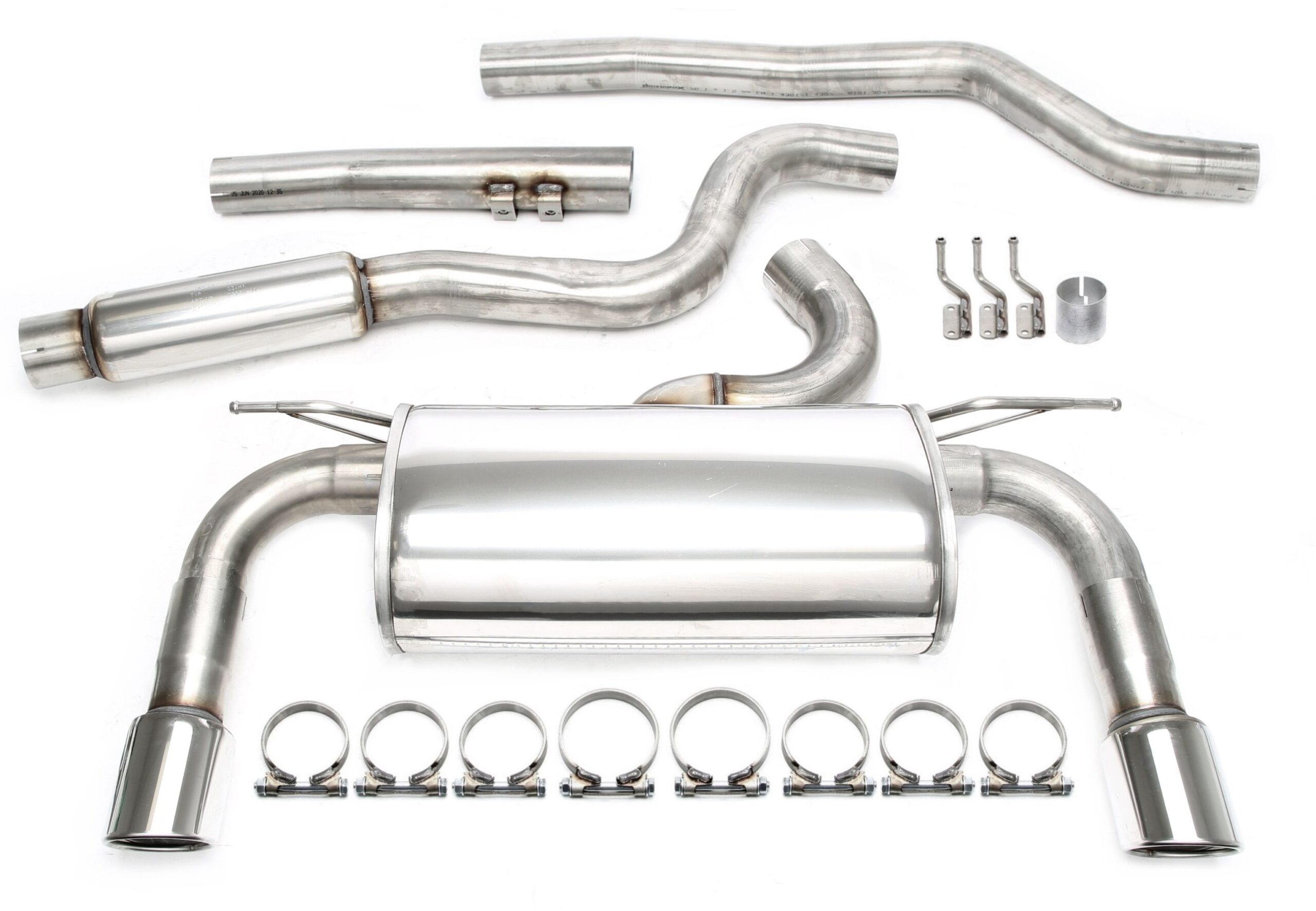 Duplex Edelstahlanlage 1x90mm Links+Rechts passend für BMW 3er Limo.+Touring 320i Typ F30,F31 / 4er Cabriolet/Coupe/Gran Coupe 420i Typ F32,F33,F36