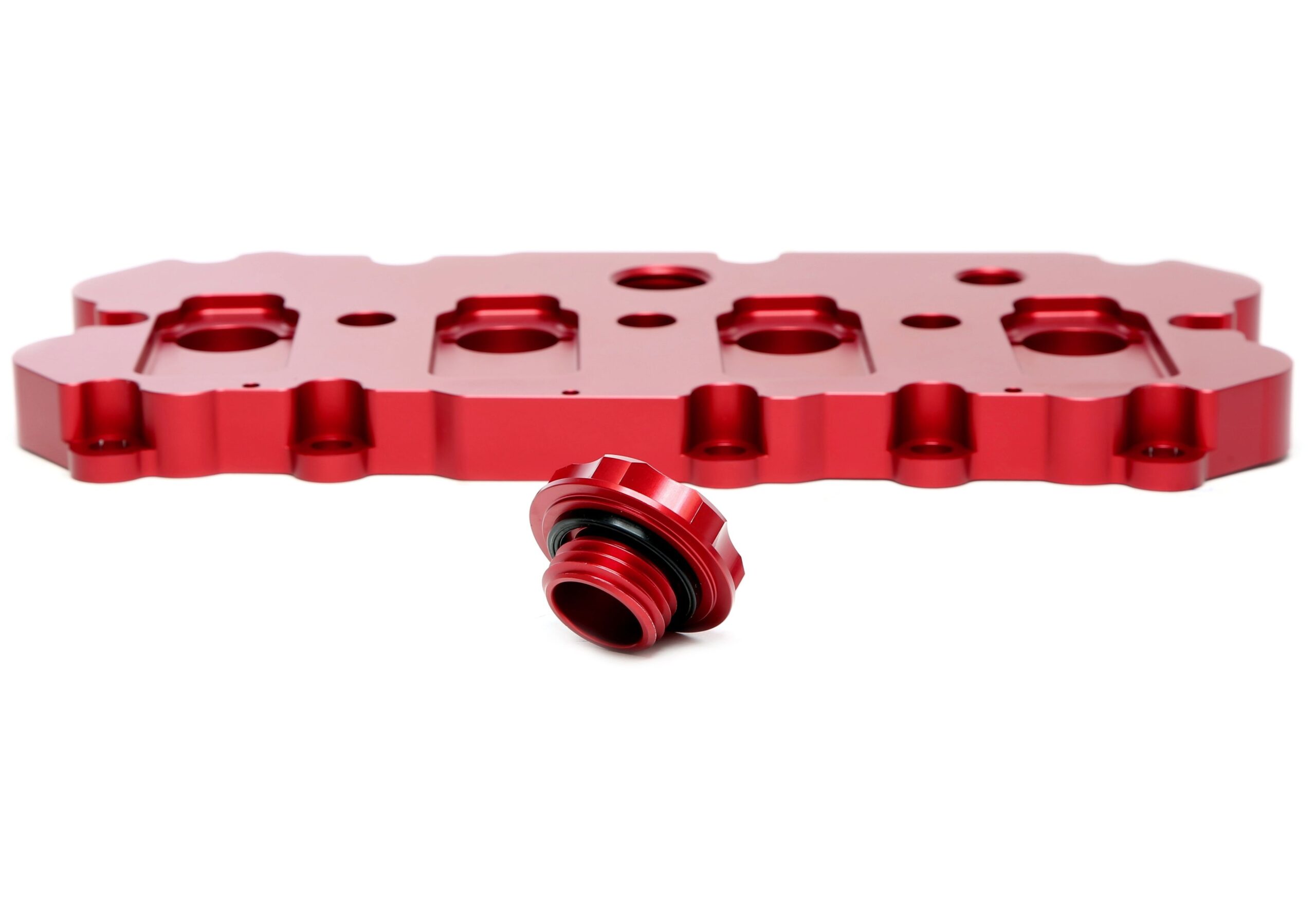 Alu gefräster Ventildeckel in rot passend für Audi / Seat / Skoda / VW der MQB-Plattform (EA113)