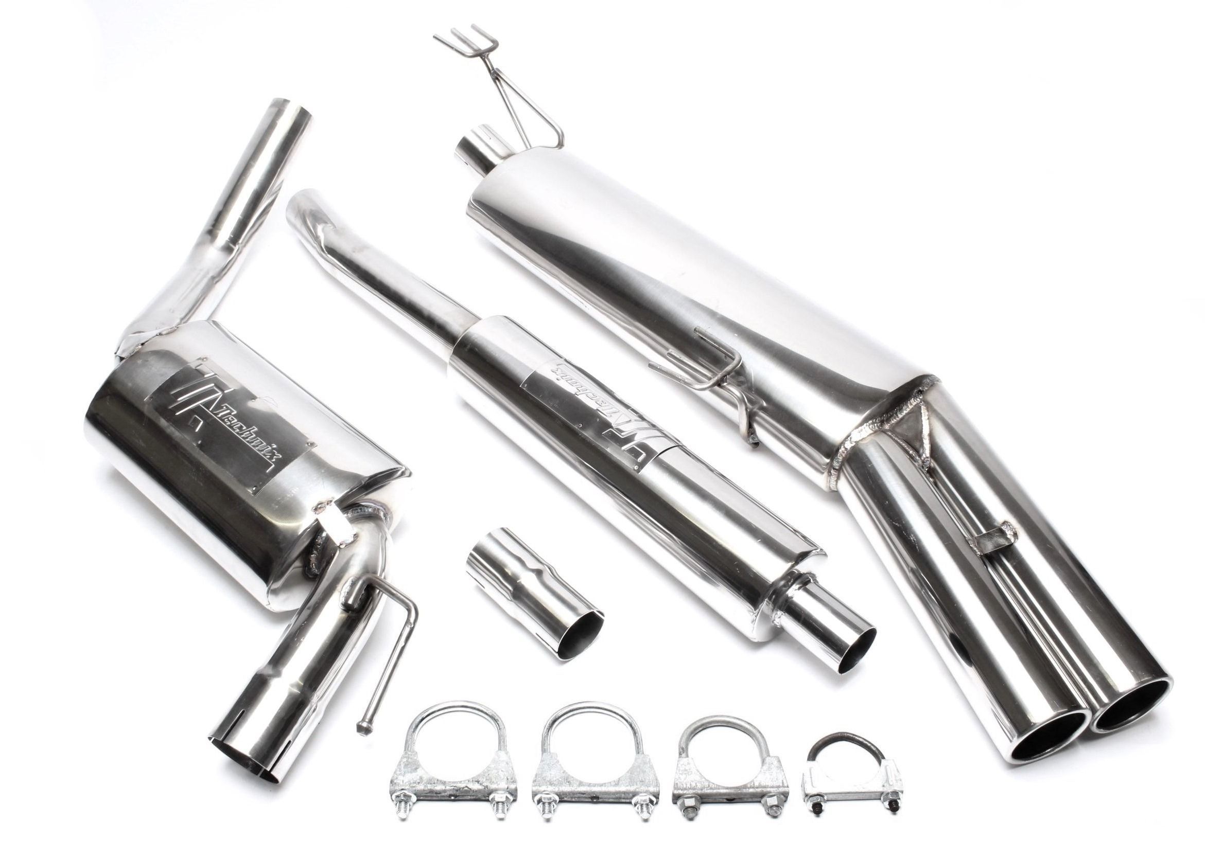 Edelstahlanlage 2x76mm rund/gebördelt passend für VW Passat Limousine, -Variant, Typ 35I