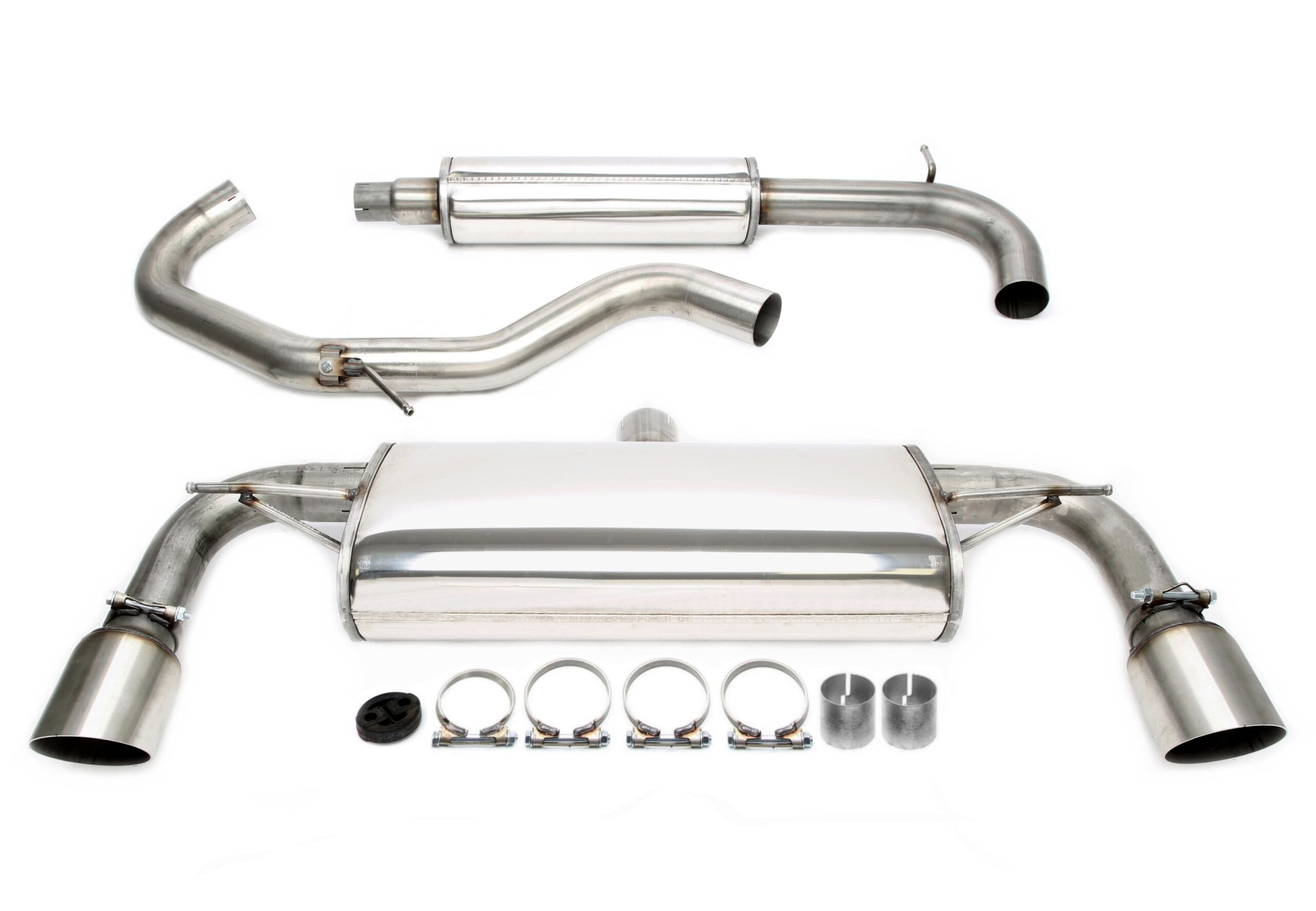 Duplex Edelstahlanlage 1x100mm scharf passend für VW Golf VII GTI