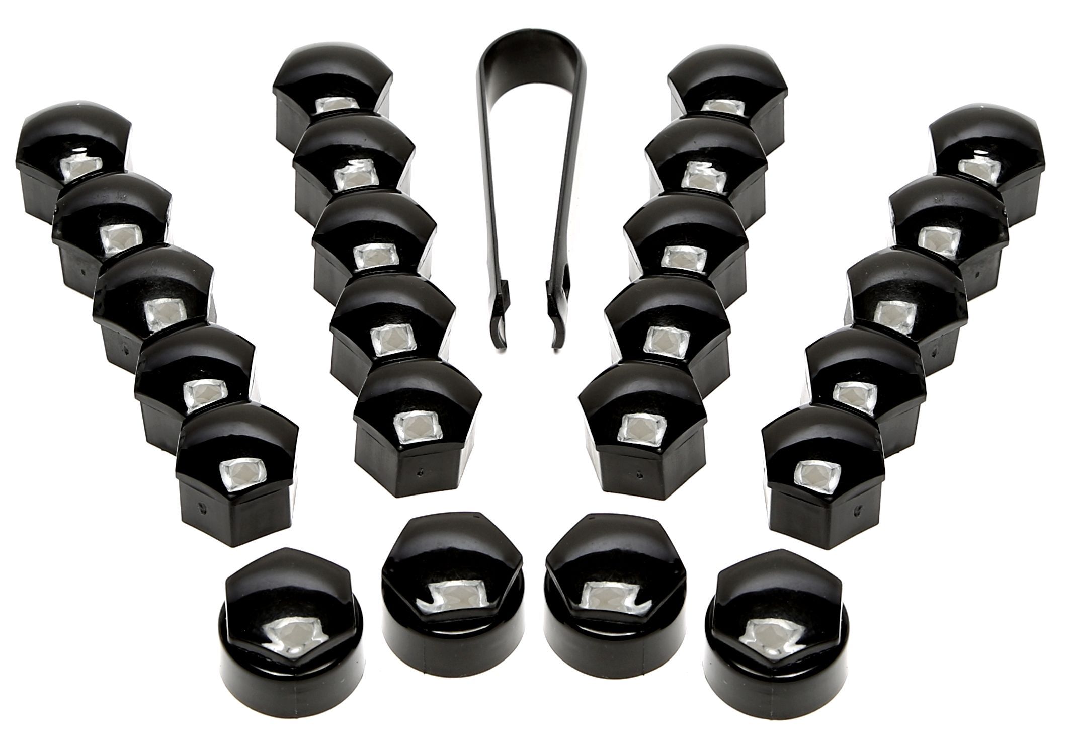 Radbolzenkappen Set schwarz glanz