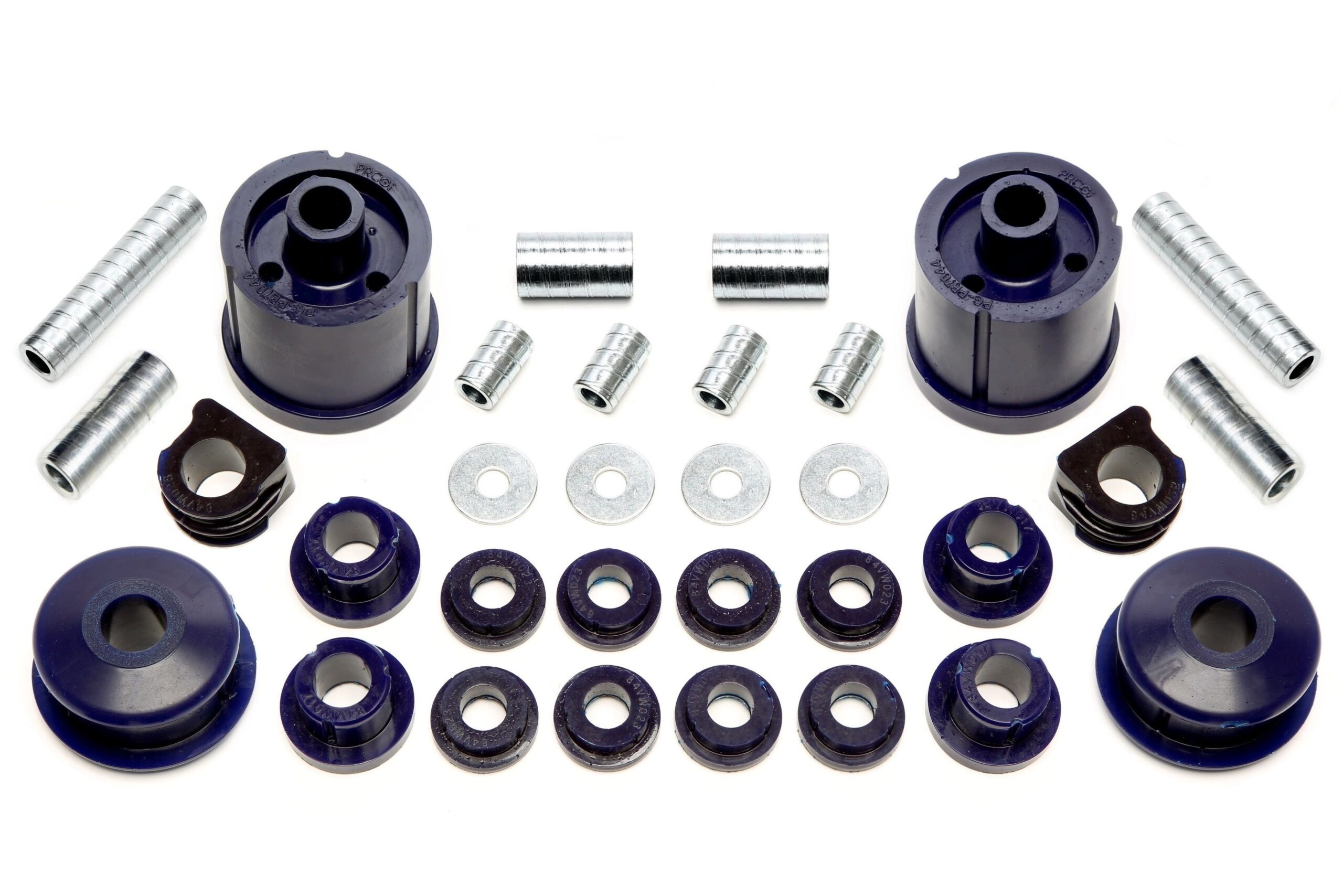 PU-Buchsen Kit 32-teilig / Vorderachse mit 21mm Stabi +Hinterachse / passend für Audi A3 (8L)/ Seat Leon, Toledo II (1M)/ Skoda Octavia (1U)/ VW Bora, Golf IV (1J)/ New Beetle (9C/1C/1Y)