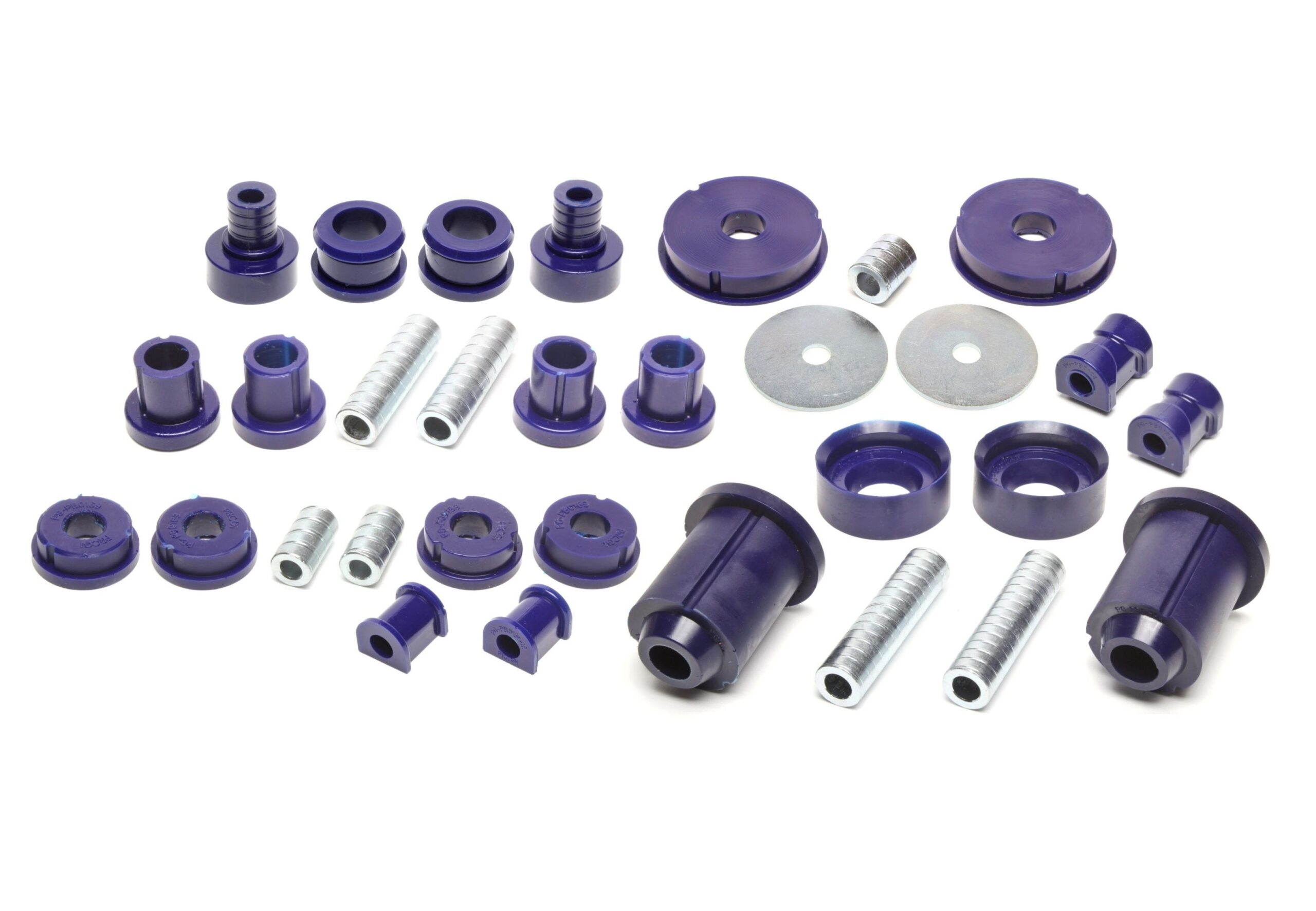 PU-Buchsen Kit 37-teilig / Vorderachse+Hinterachse / Vorderachse mit Ø 21mm Stabi / M3 Exzenter / Hinterachse mit Ø 14mm Stabi / passend für BMW 3er Serie E30