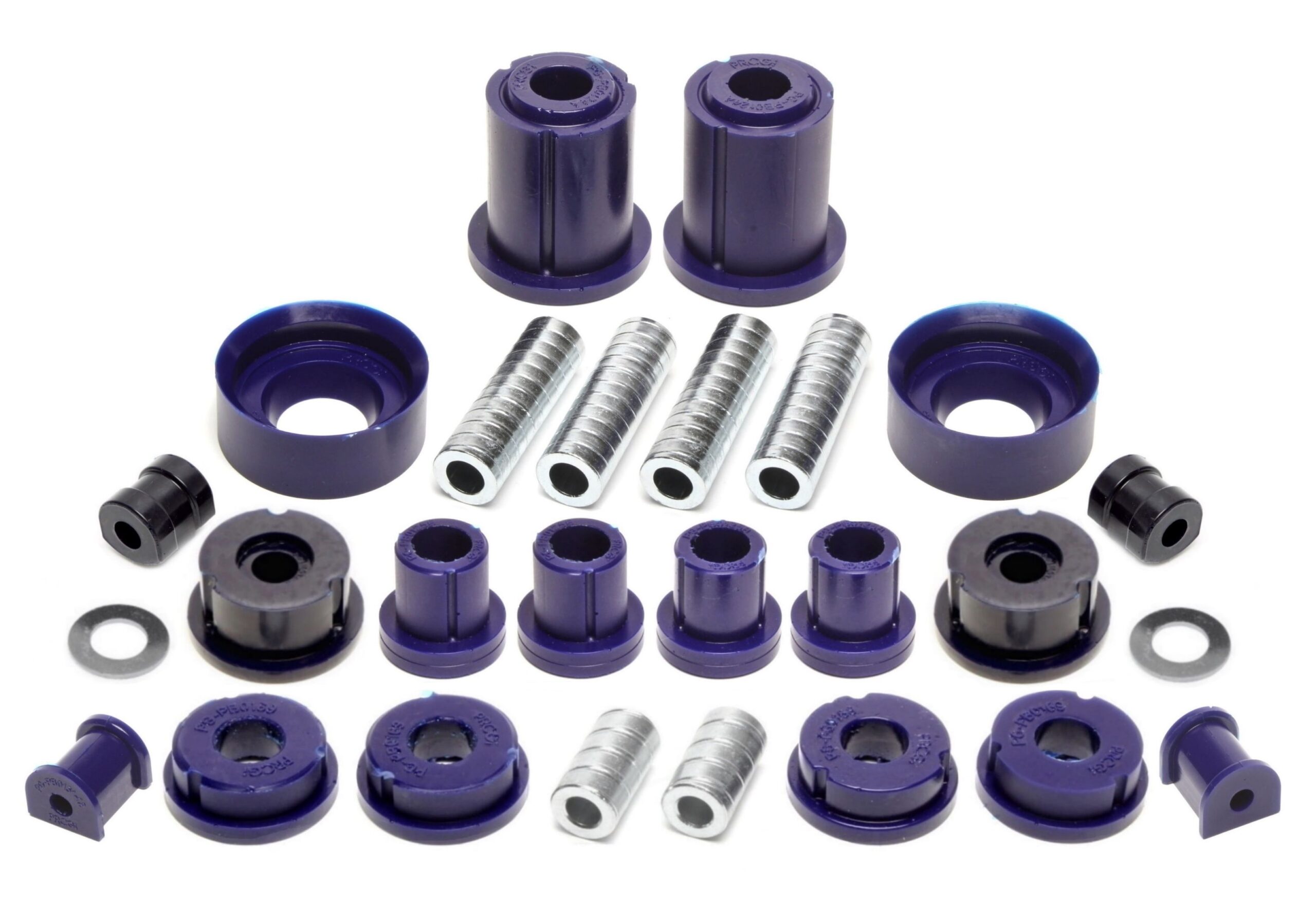 PU-Buchsen Kit 32-teilig / Vorderachse+Hinterachse / Vorderachse mit Ø 24mm Stabi / Hinterachse mit Ø 18mm Stabi / passend für BMW 3er Serie E36 Compact