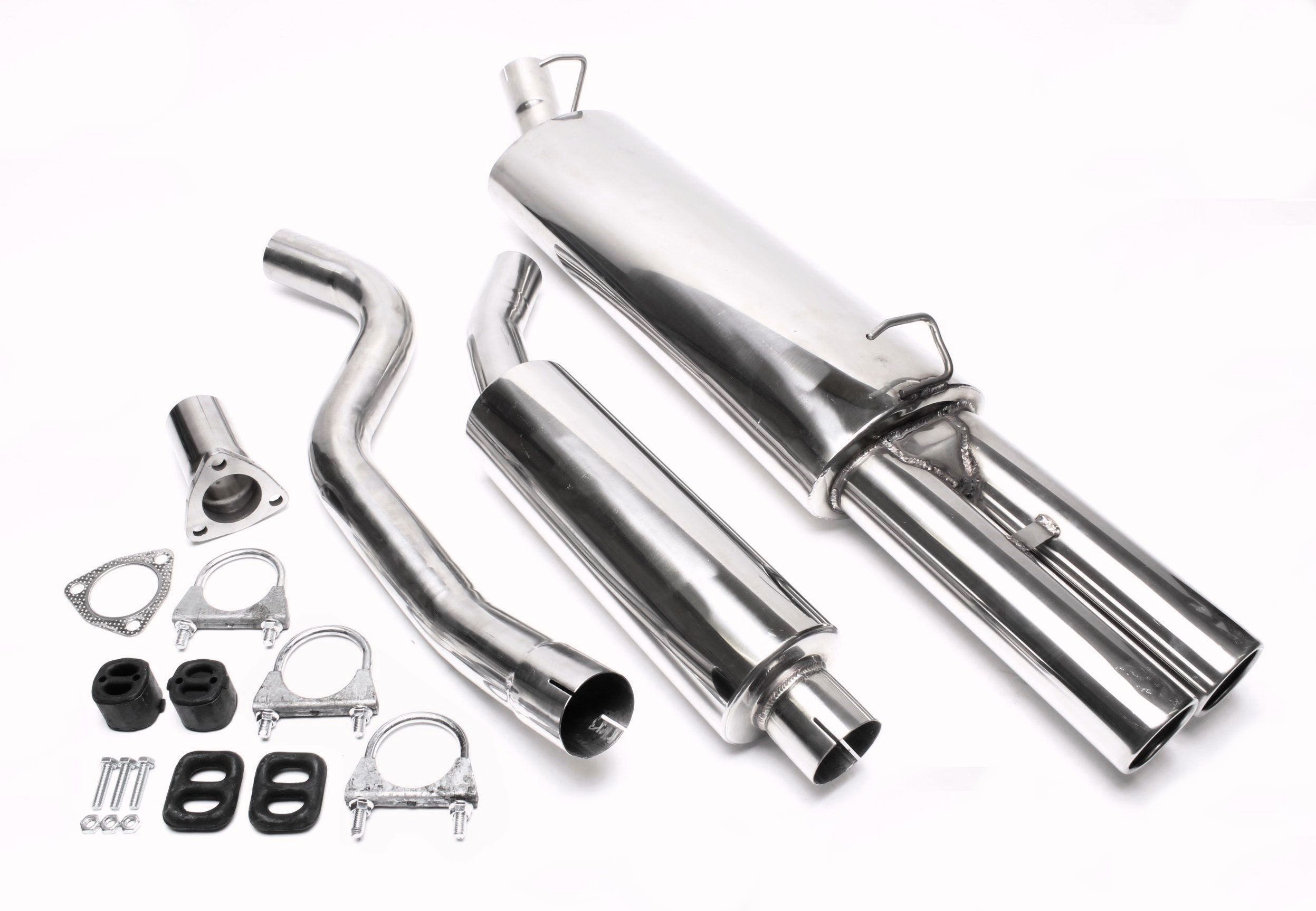 Edelstahlanlage 2x76mm rund/gebördelt passend für Opel Vectra A-CC