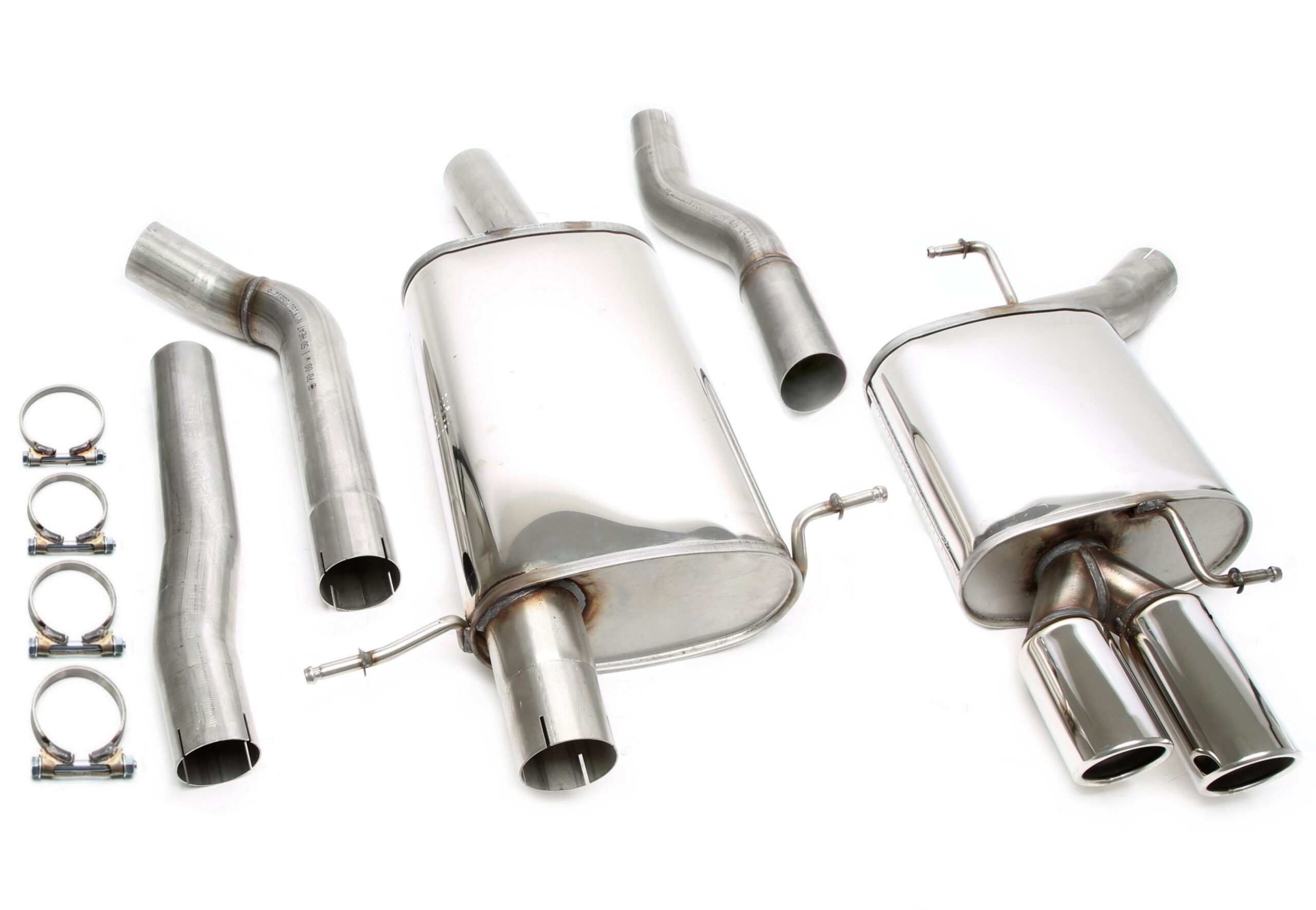 Edelstahlanlage 2x80mm passend für Audi A4 Limousine, -Avant, -Allroad, A5 Coupe, - Sportback, Typ B8