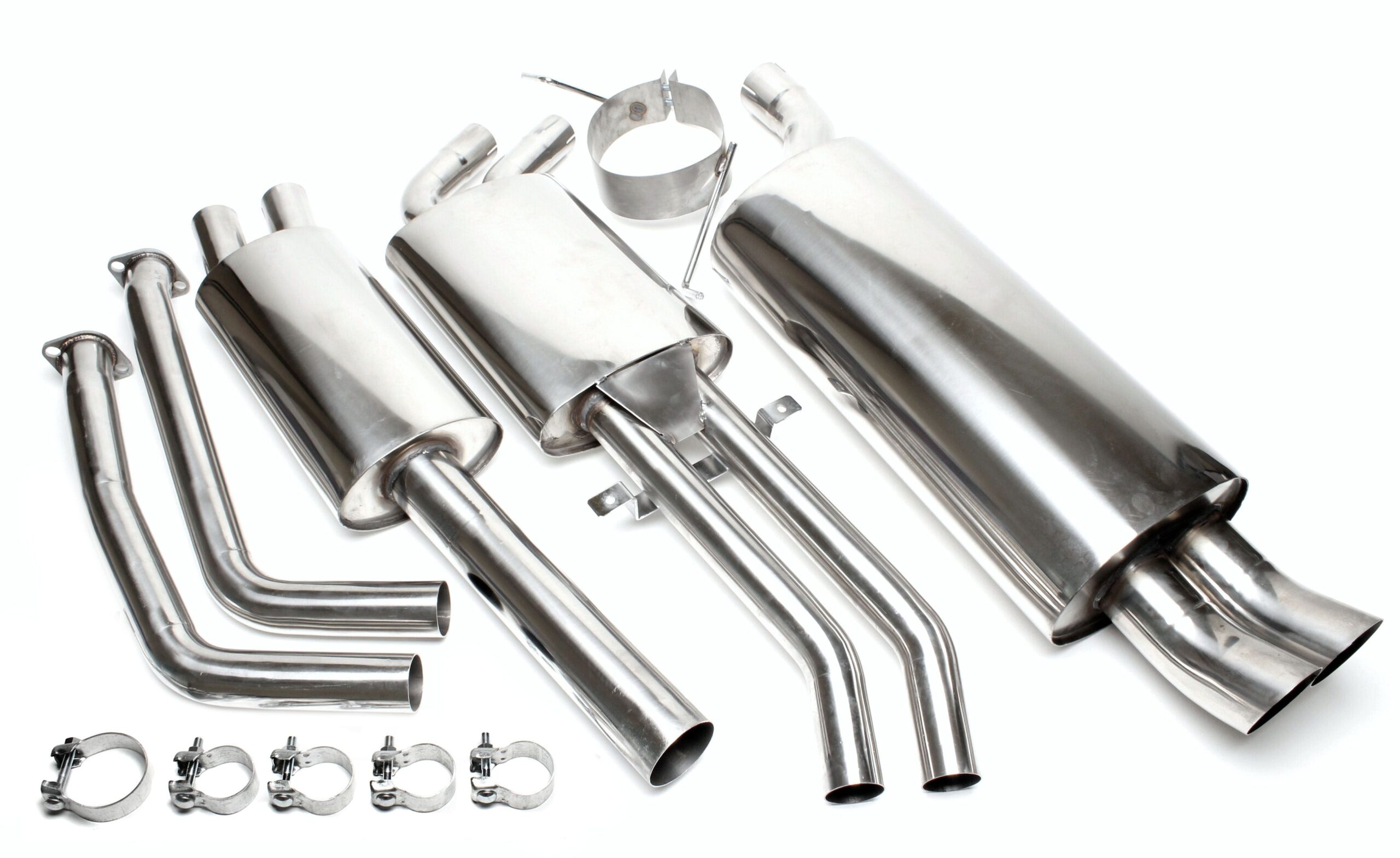 Edelstahlanlage 2x76mm DTM passend für BMW 3er Serie E46 320i/Ci/323i/Ci/328i/Ci