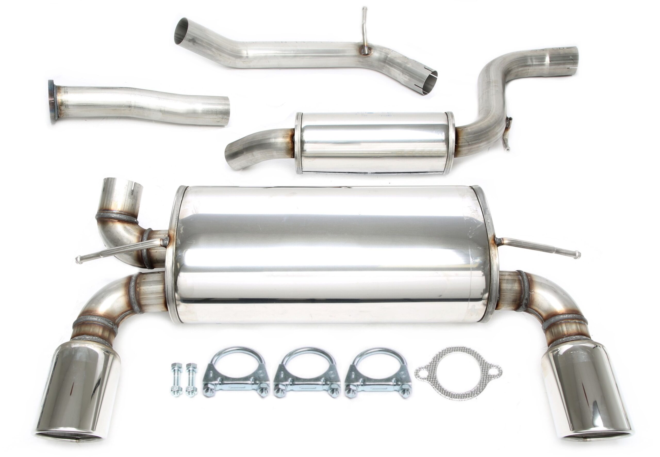 Duplex Edelstahlanlage 1x100mm Links+Rechts passend für Volvo C30 T5 Typ M