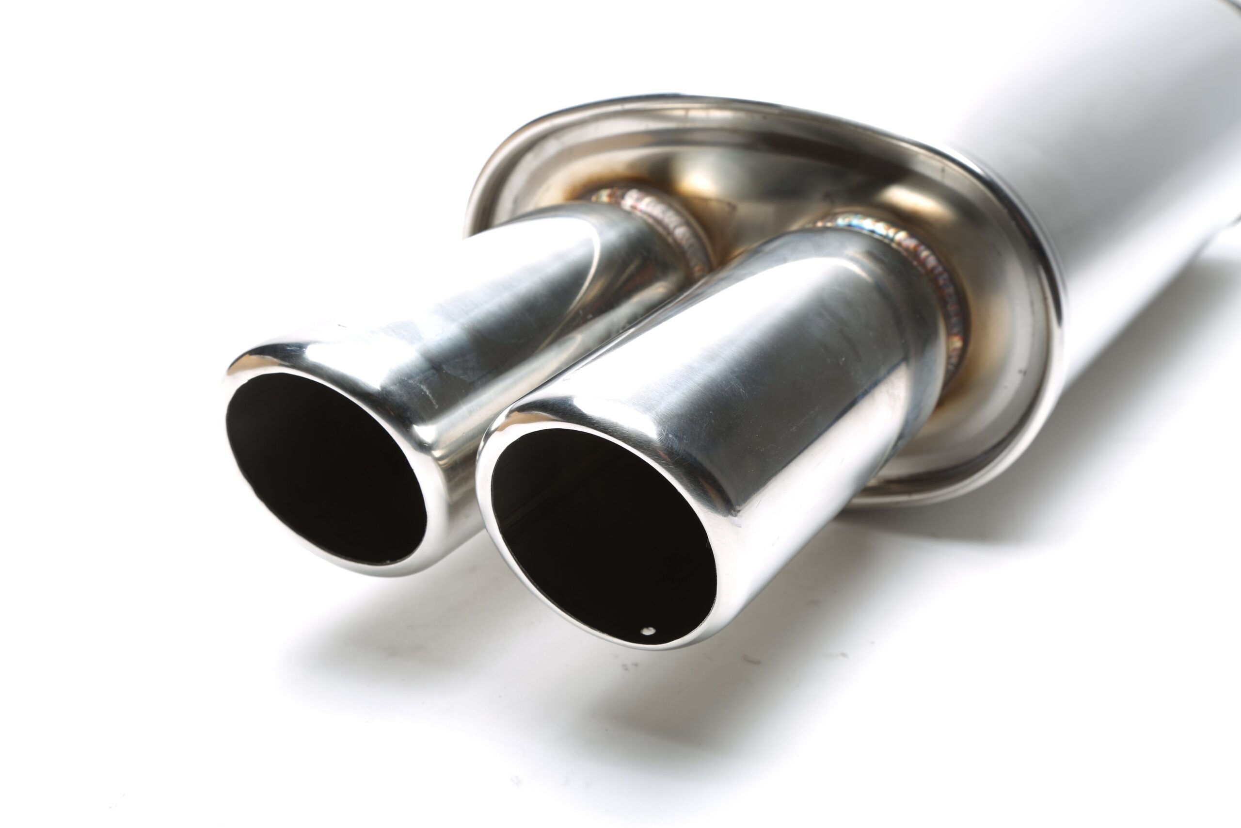Edelstahl Sportendschalldämpfer universal 2 x 76mm rund / angeschrägt