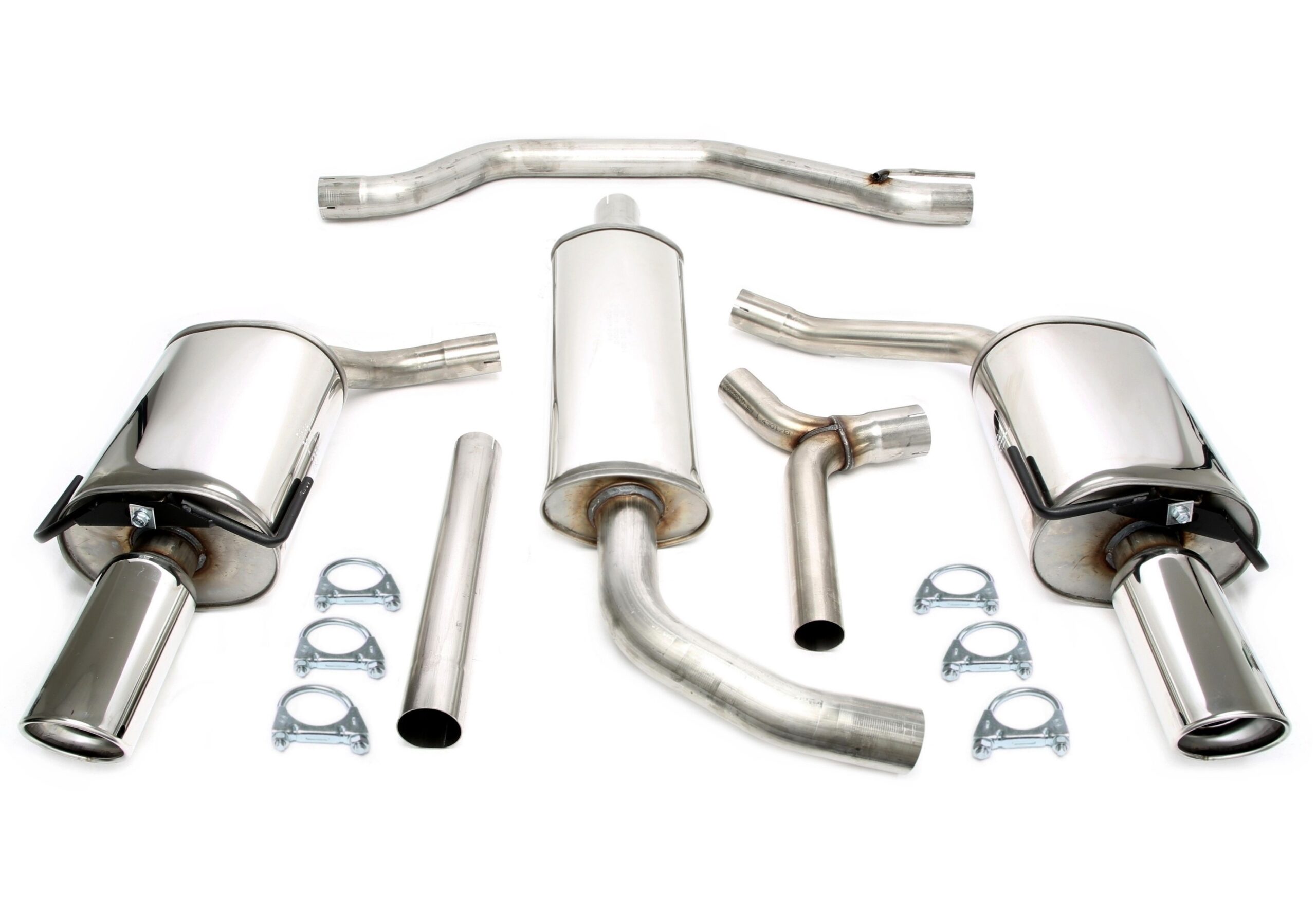 Duplex Edelstahlanlage 1x100mm Links+Rechts passend für Saab 9-3 2.0T/2.8T Typ YS3F