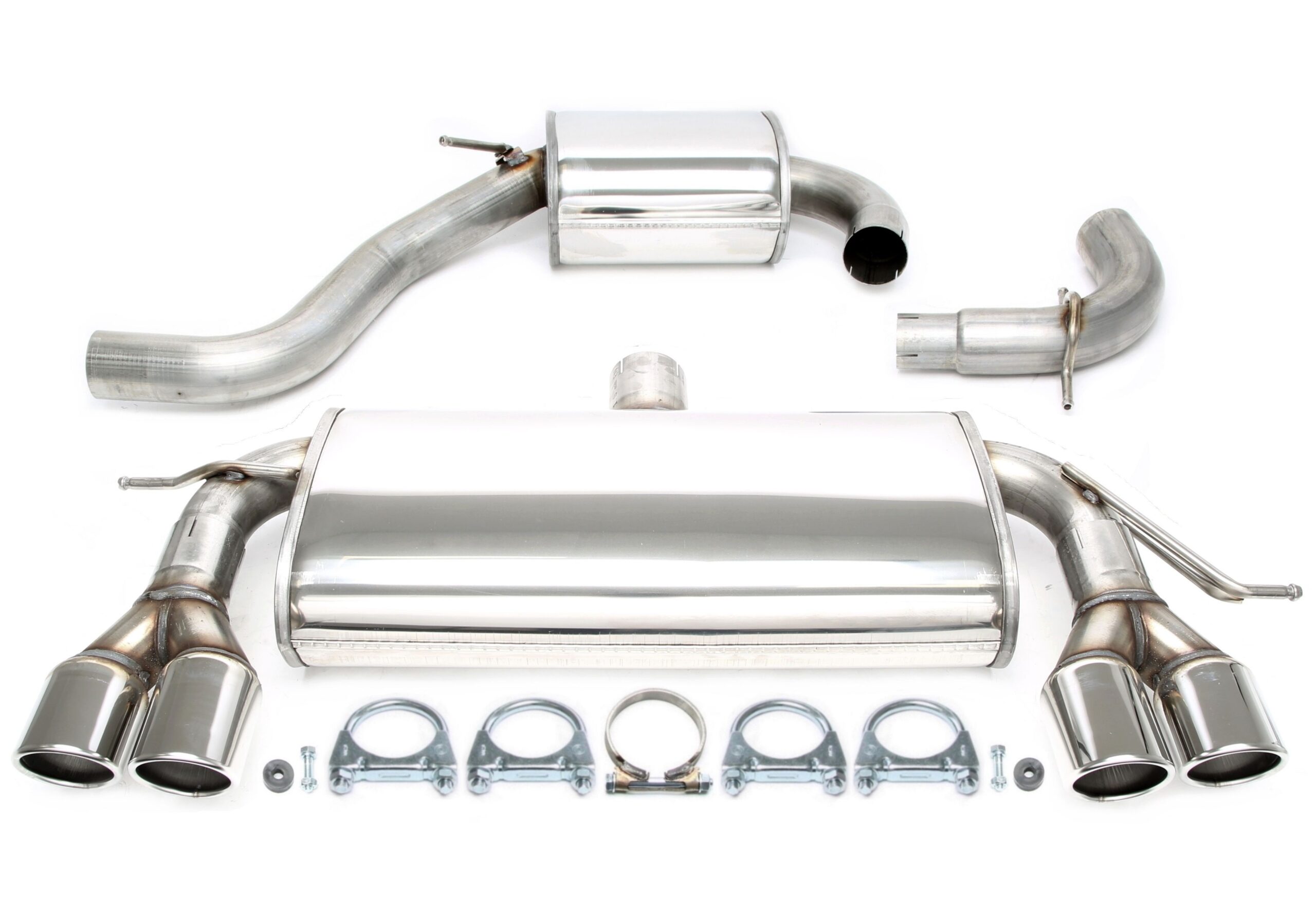 Duplex Edelstahlanlage 2x80mm passend für VW Golf V/VI / Audi A3 8P