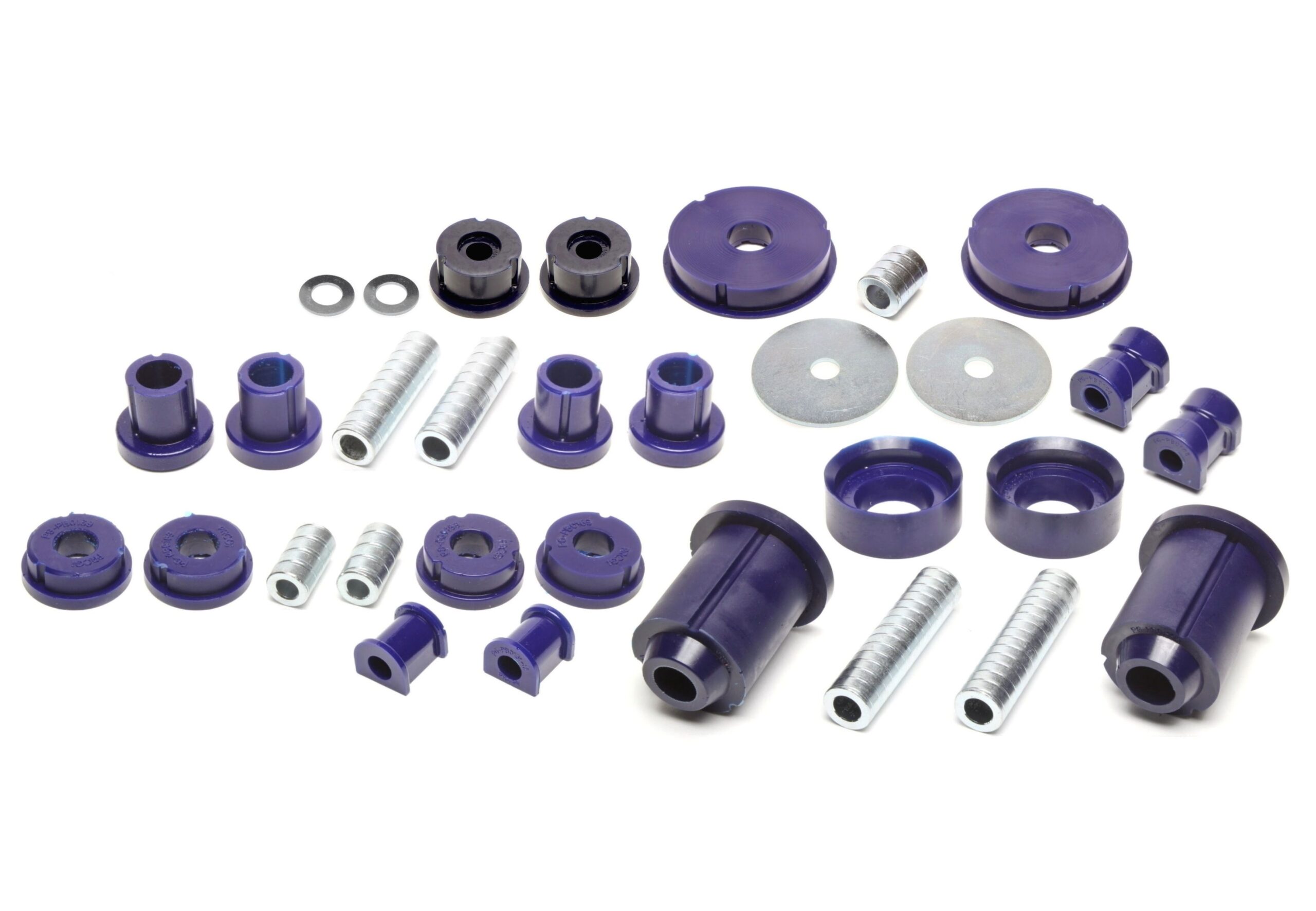 PU-Buchsen Kit 37-teilig / Vorderachse+Hinterachse / Vorderachse mit Ø 21mm Stabi / Hinterachse mit Ø 12mm Stabi / passend für BMW 3er Serie E30