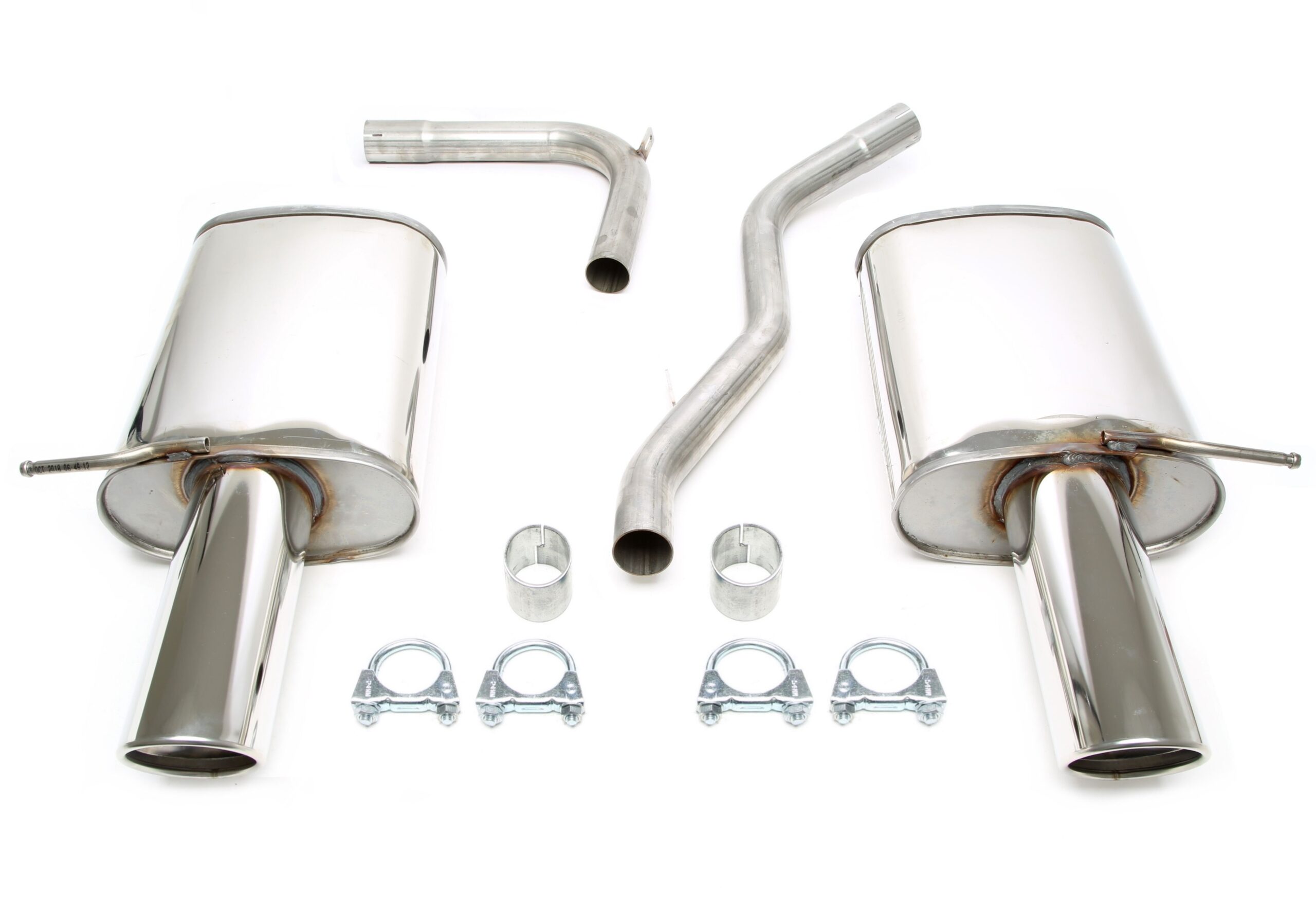 Duplex Edelstahlanlage 1x100mm Links+Rechts passend für Audi A4 Limo.+Avant Typ 8E-B7
