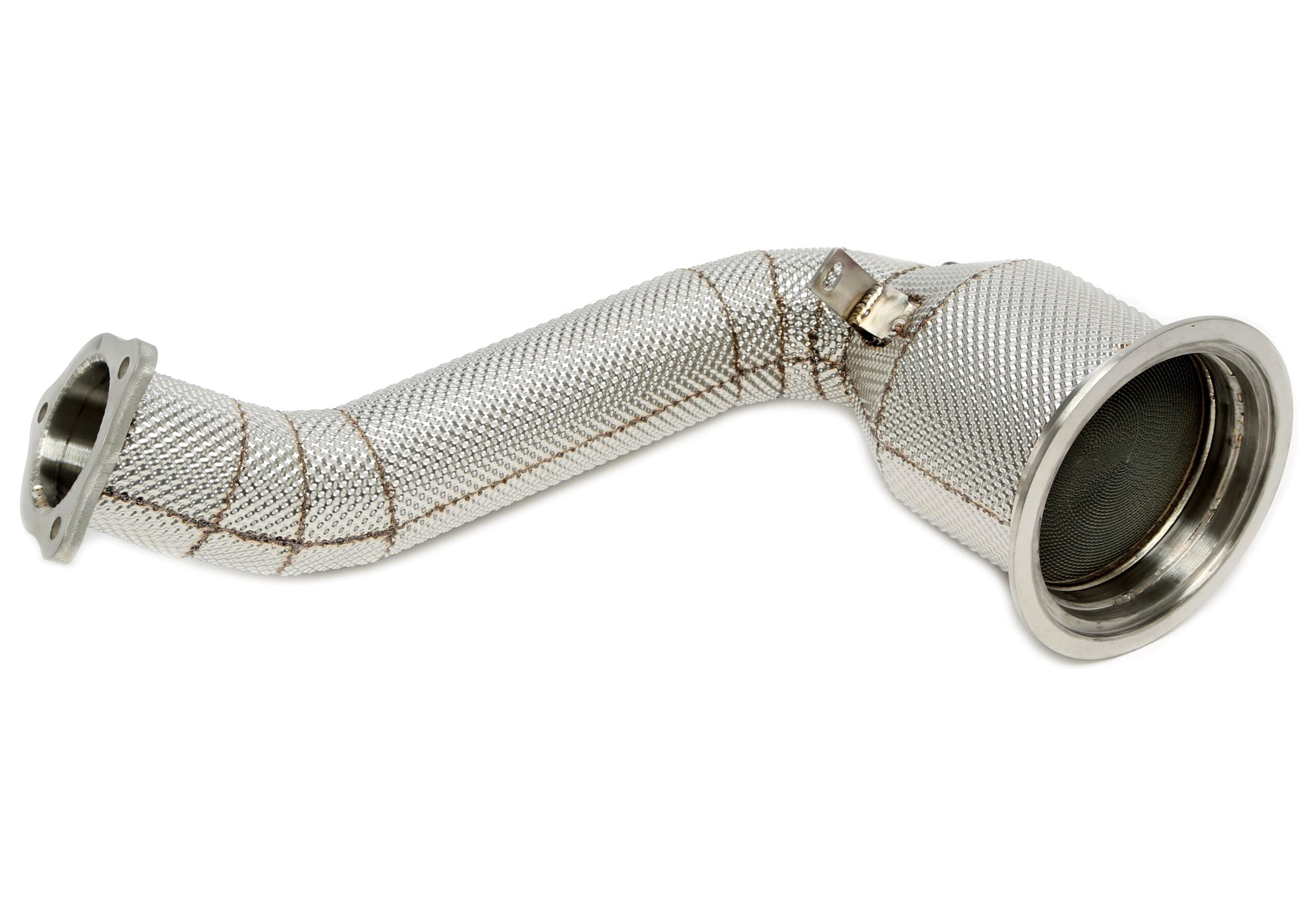 Downpipe mit Hitzeschild und Katalysator / Vorkatersatzrohr passend für Porsche Panamera /4 3.0T Typ 971