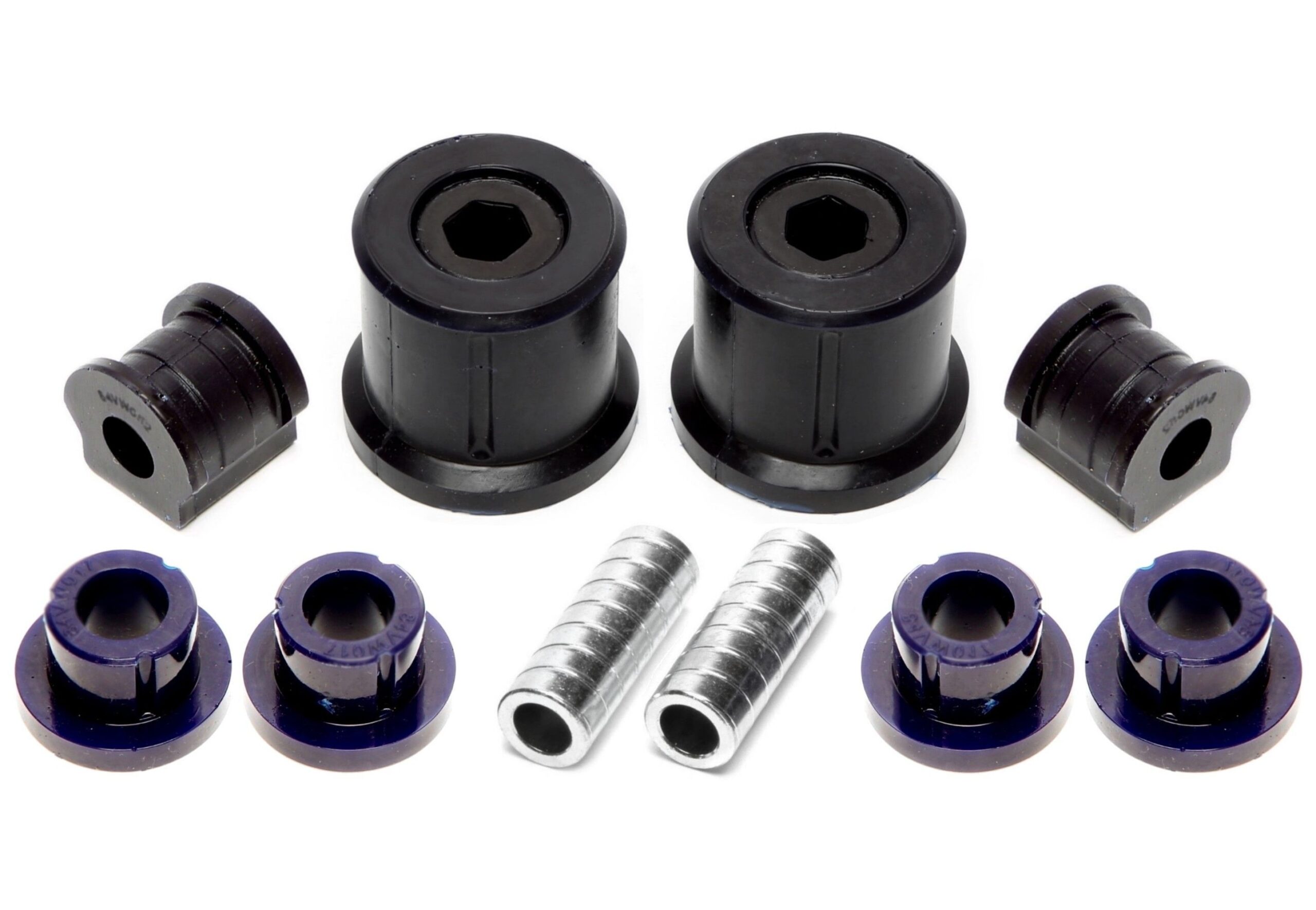 PU-Buchsen Kit 10-teilig / Vorderachse mit Stabi 19mm / passend für Seat Ibiza, Cordoba (6L)/ Skoda Fabia, Roomster (6Y/5J)/ VW Fox (5Z)/ Polo (9N)/ Polo Stufenheck (9A)