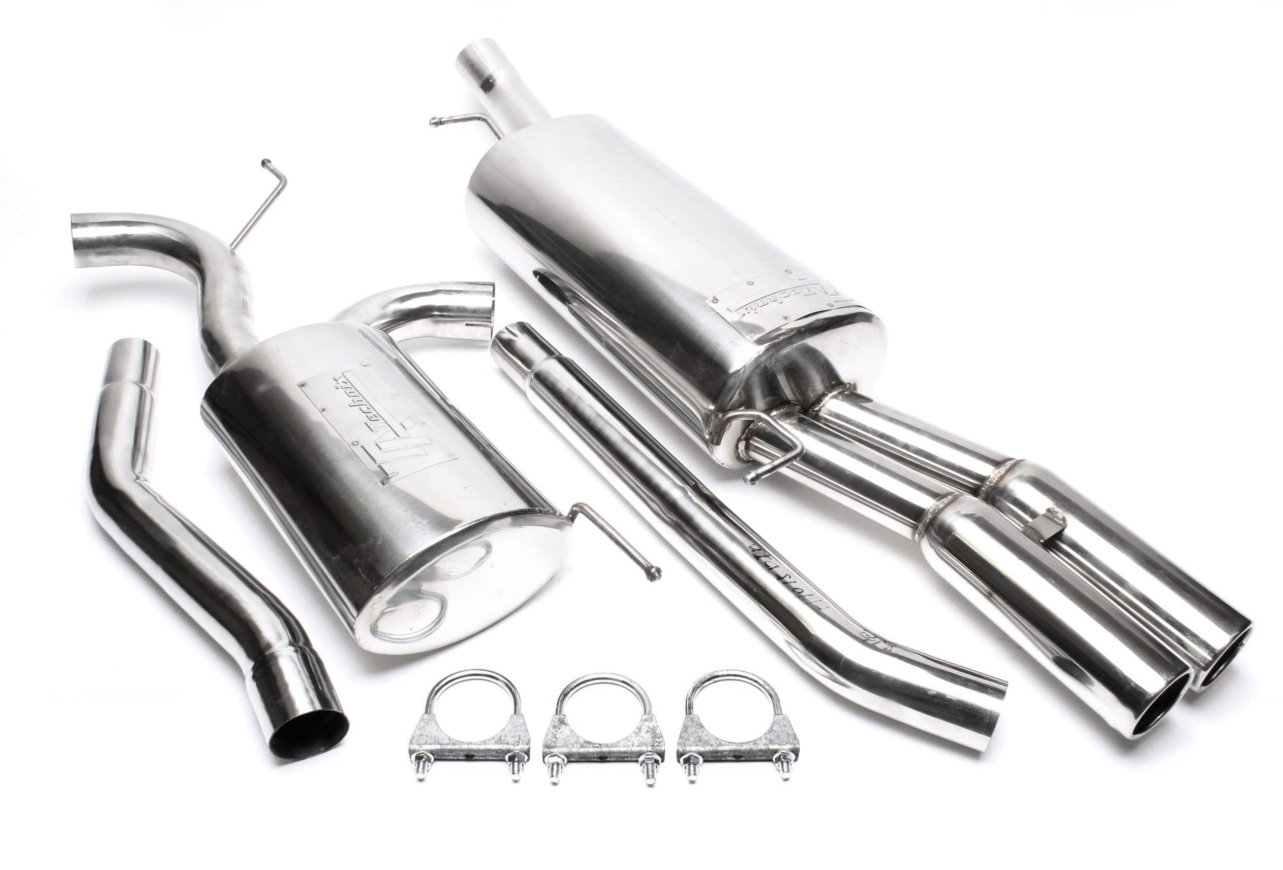 Edelstahlanlage 2x76mm rund/gebördelt passend für Audi A6 1.8T/1.9+2.5TDI, Limousine, -Avant, Typ 4B