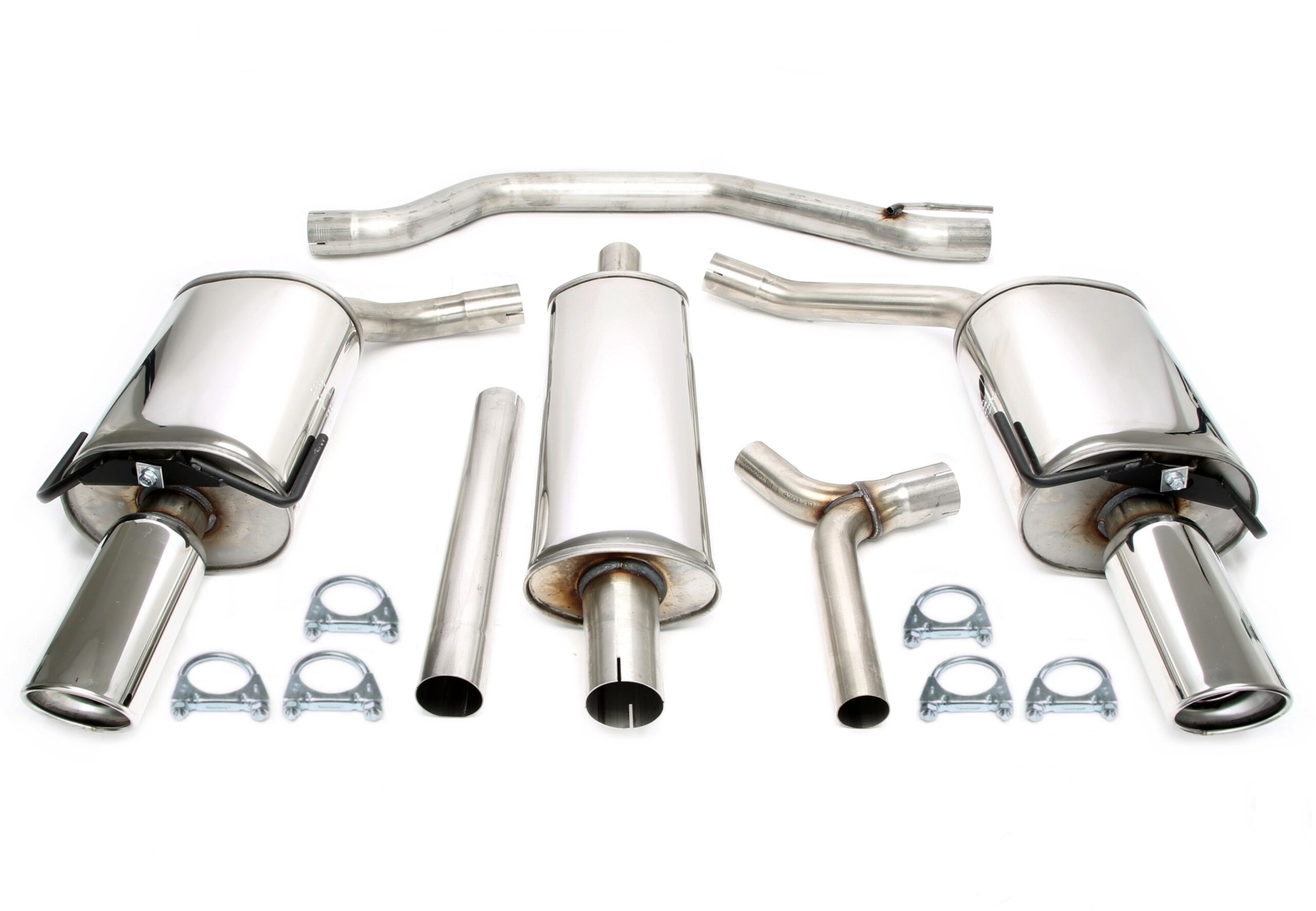 Duplex Edelstahlanlage 1x100mm Links+Rechts passend für Saab 9-3 1.8T/2.0T/2.8T Typ YS3F
