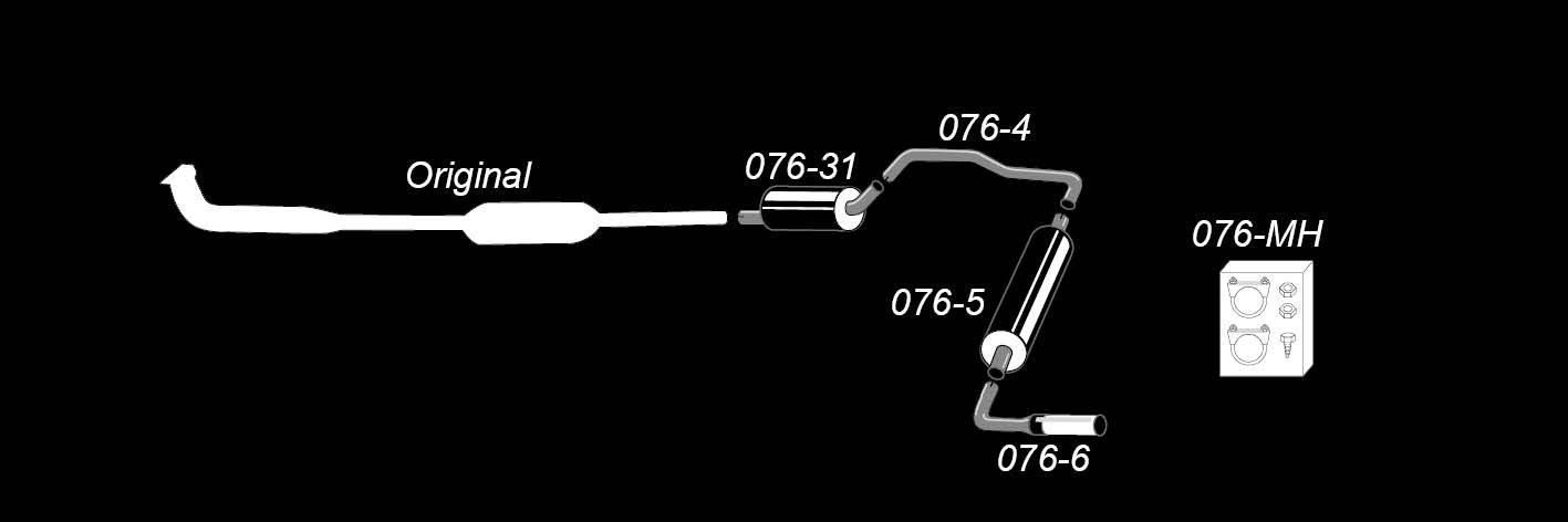 Sportauspuffanlage 1x80mm passend für Volvo 240er mit Kat Typ P240/242