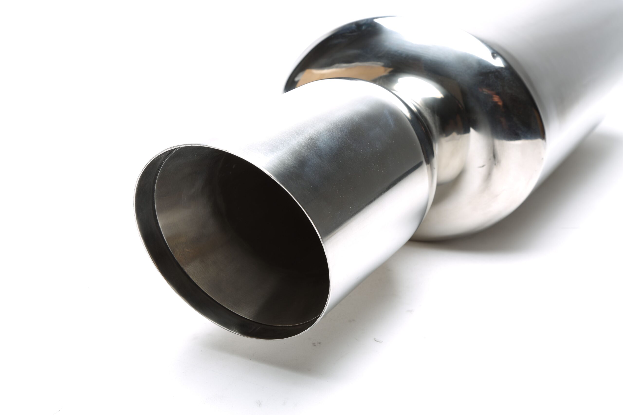 Edelstahl Sportendschalldämpfer universal 115mm rund / scharf / angeschrägt