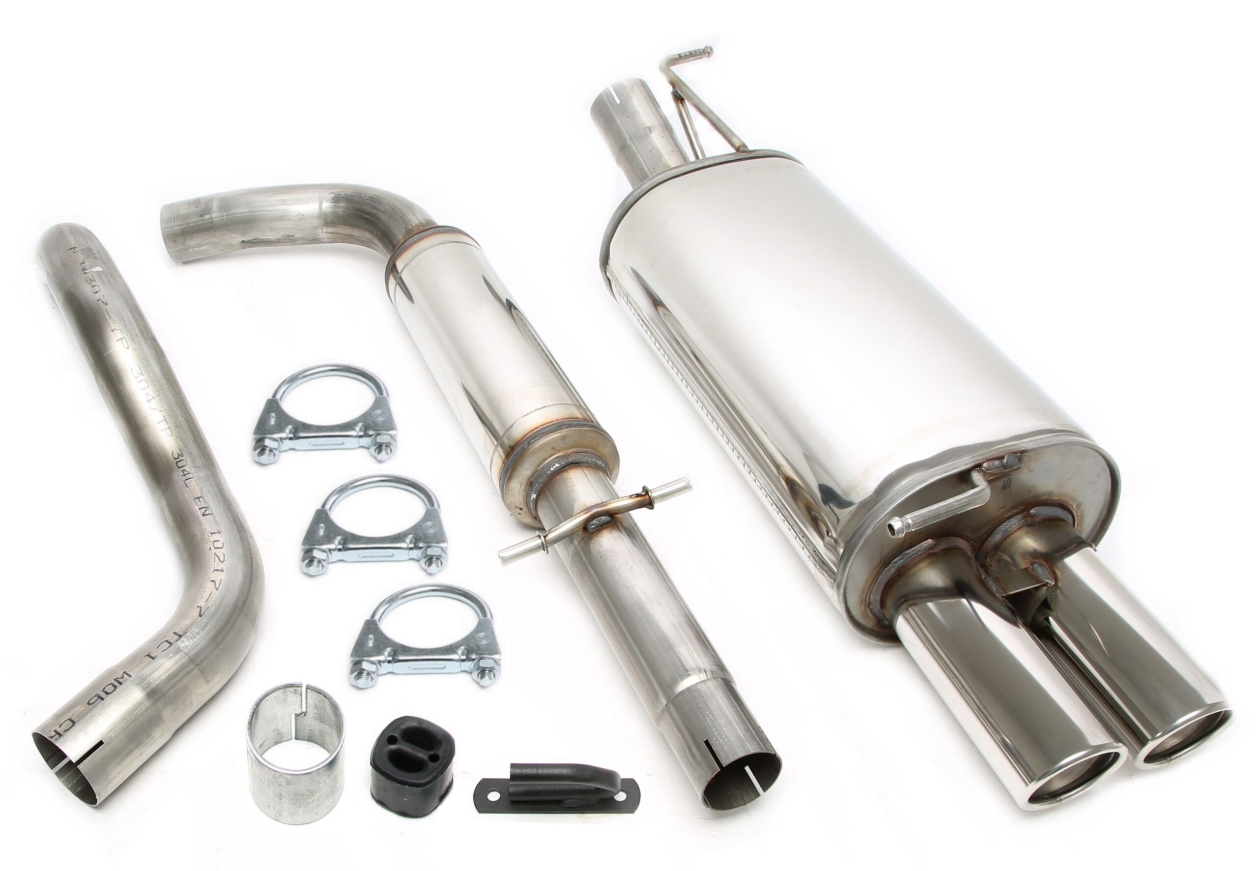 Edelstahlanlage 2x80mm passend für Audi A3 Typ 8L/ VW Golf IV Typ 1J, New Beetle Typ 1C