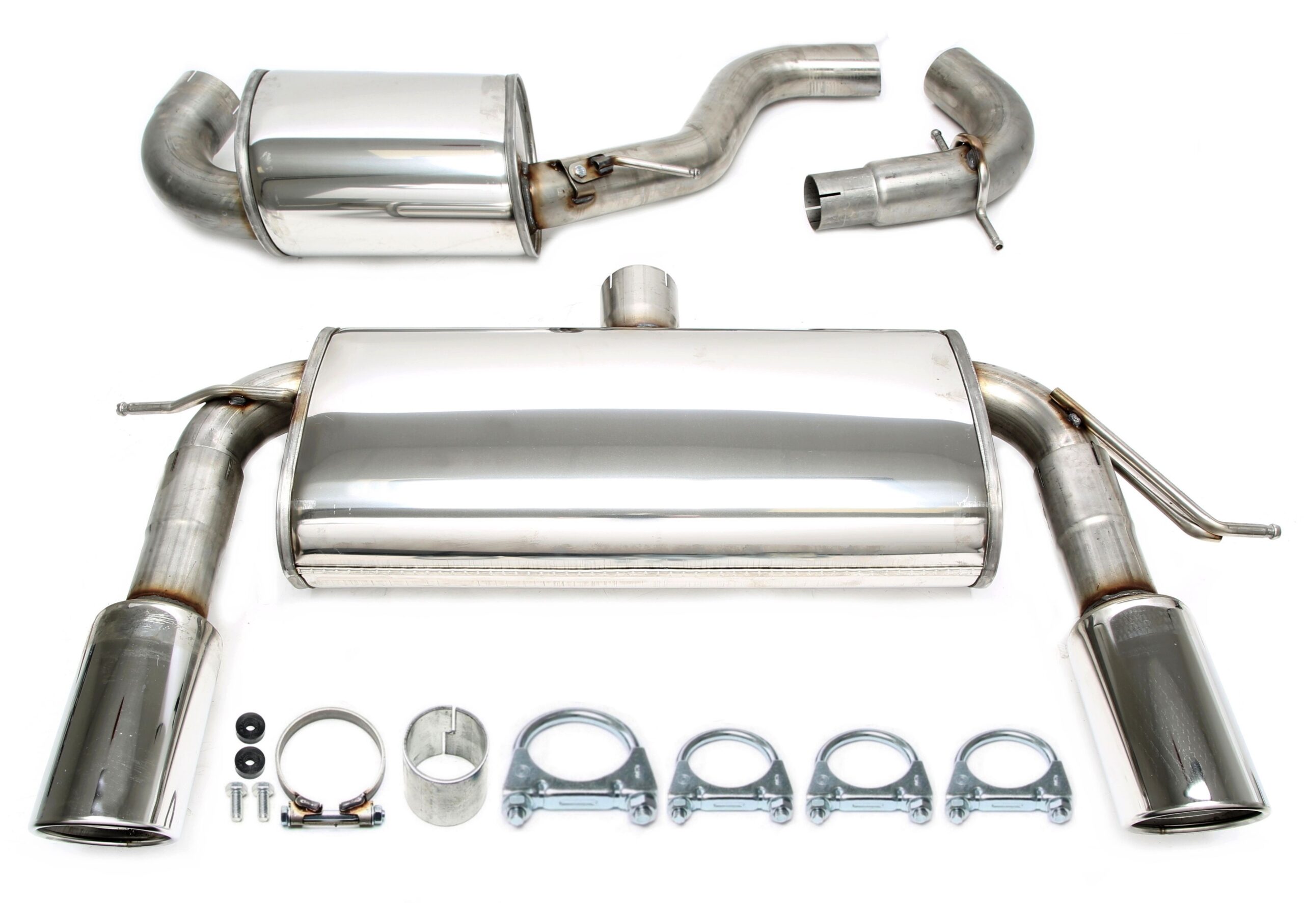 Duplex Edelstahlanlage 1x100mm Links+Rechts passend für Seat Leon Cupra 2.0 TFSi Typ 1P