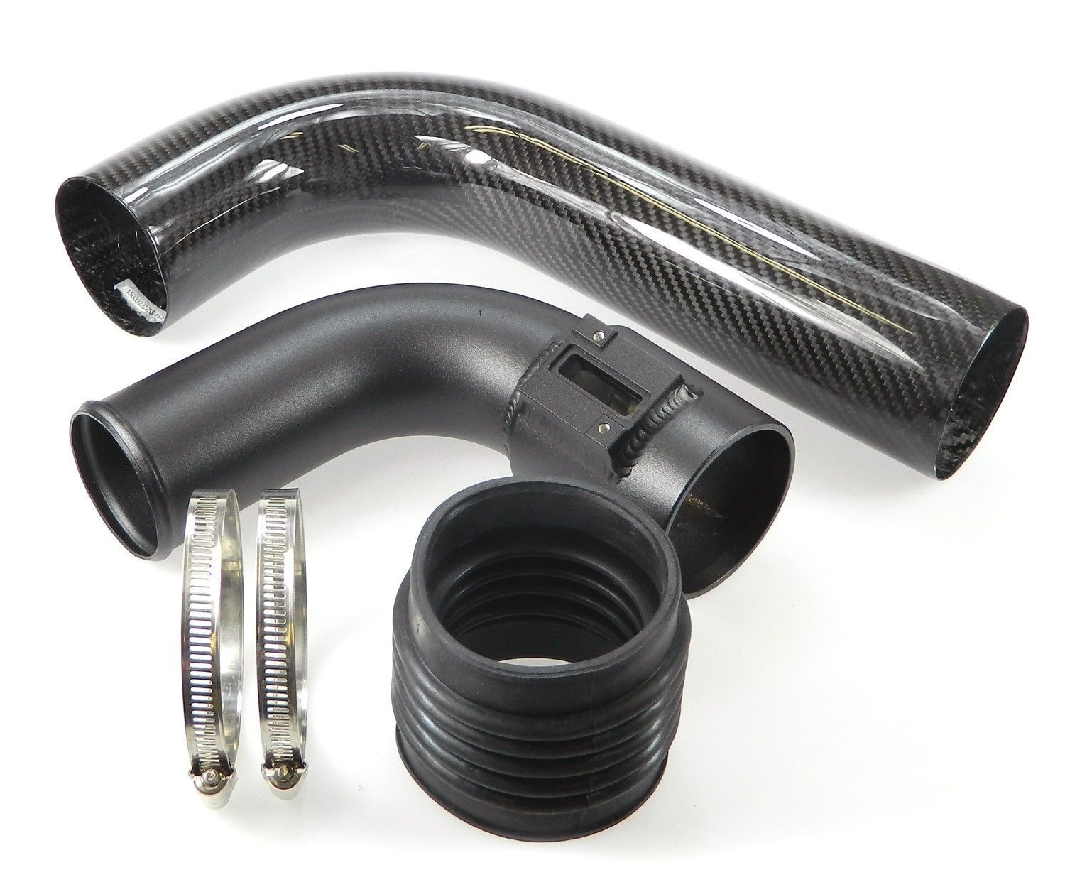 Carbon- Saugrohr passende Erweiterung für Airbox 114VW005 mit K03-Turbolader Audi A3 (8P)/ Seat Altea, Leon, Toledo (1P/5P)/ Skoda Octavia (1Z)/ VW EOS (1F), Golf V (1K), Jetta (1KM), Passat (3C)