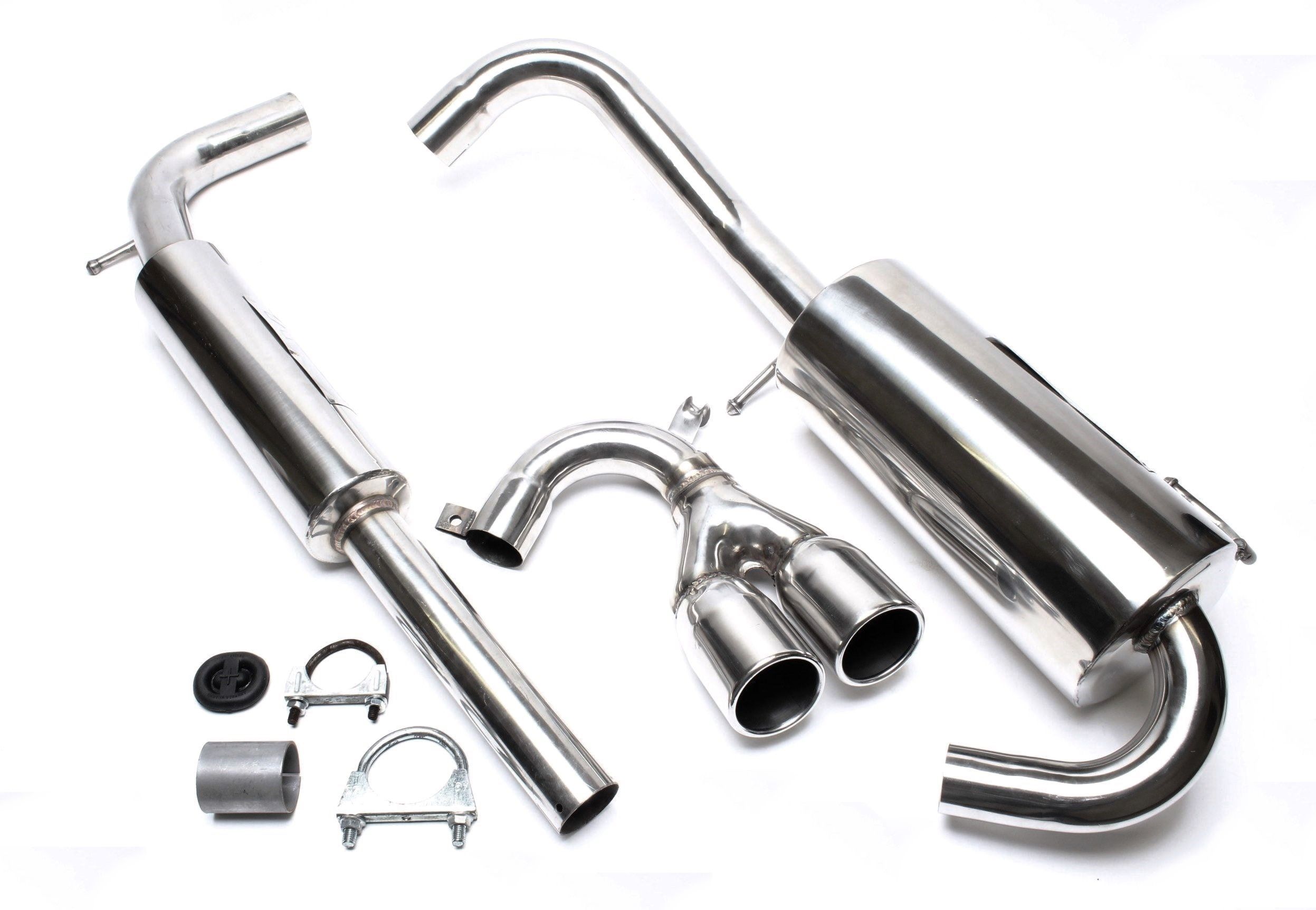 Edelstahlanlage 2x76mm rund/gebördelt passend für VW Lupo 6E/6X