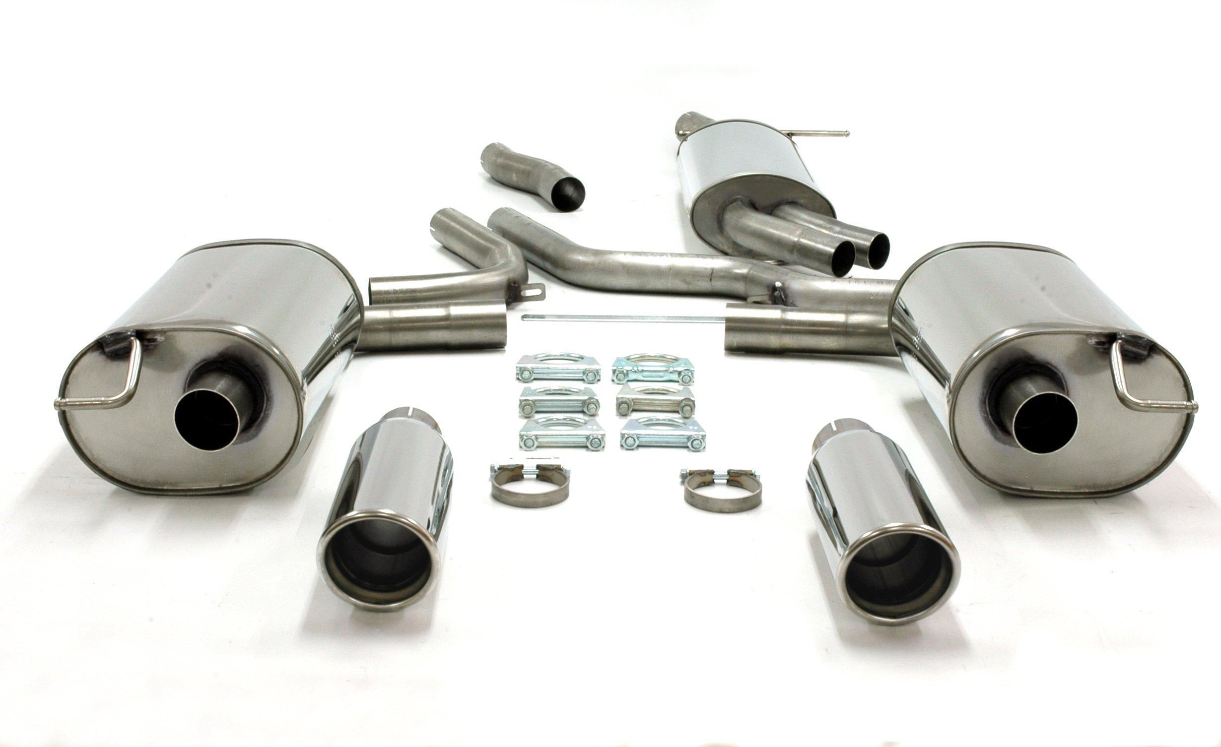 Duplex Edelstahlanlage 1x100mm Links+Rechts passend für Audi A6 Quattro Limo.+Avant 1.8T Typ 4B-C5