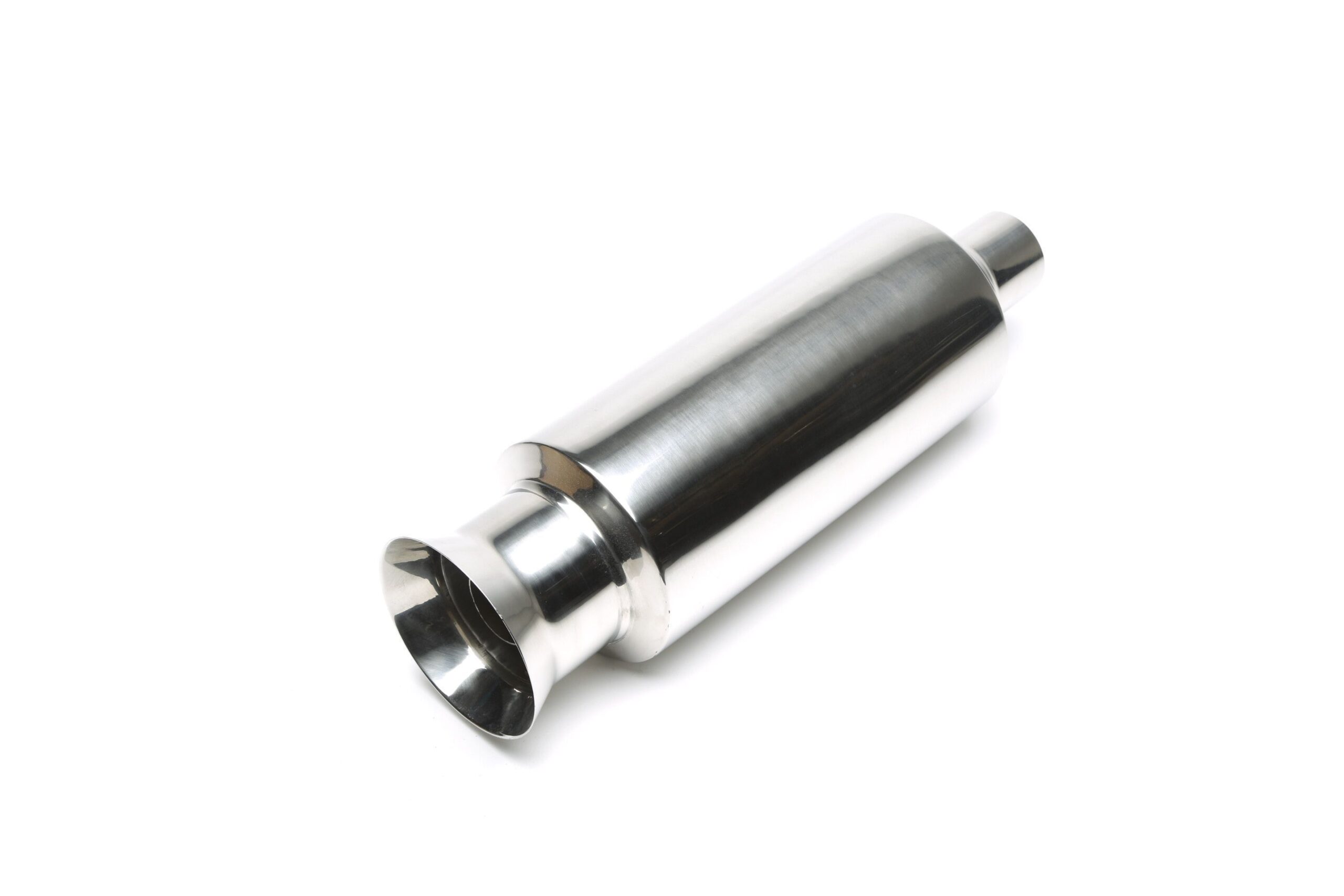 Edelstahl Sportendschalldämpfer universal 125/100 /45mm rund / glatt / Silencer im Endrohr