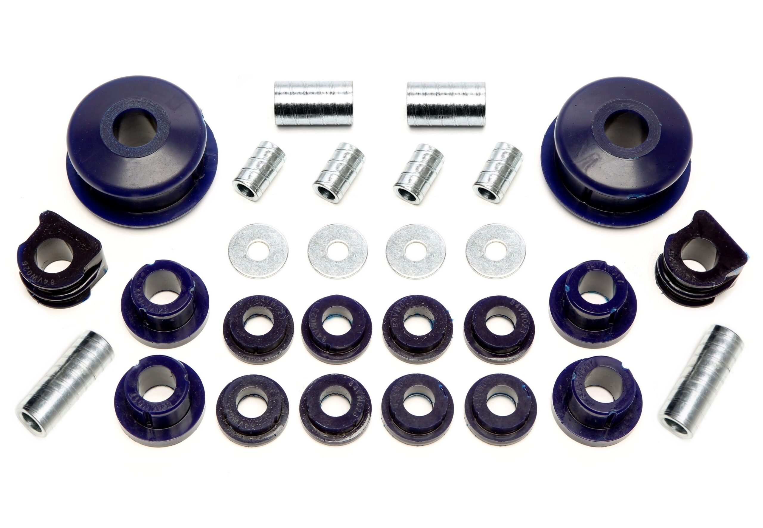 PU-Buchsen Kit 28-teilig / Vorderachse mit 19mm Stabi / passend für Audi A3 (8L)/ Seat Leon, Toledo II (1M)/ Skoda Octavia (1U)/ VW Bora, Golf IV (1J)/ New Beetle (9C/1C/1Y)
