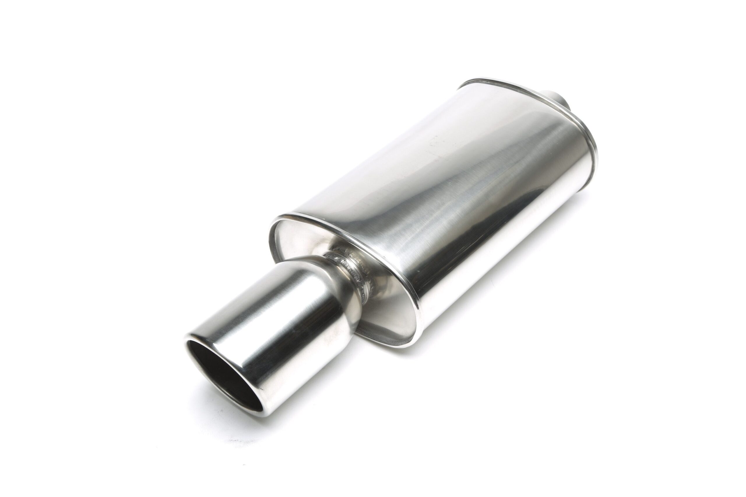 Edelstahl Sportendschalldämpfer universal 115mm rund / gebördelt / angeschrägt