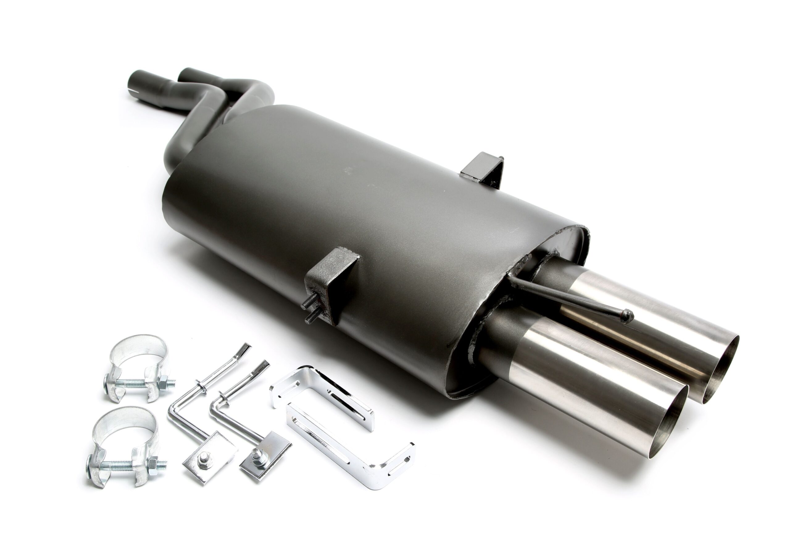 Sportendschalldämpfer 2x76mm passend für BMW 3er Serie E46 Limousine, -Coupe, -Cabriolet, -Touring