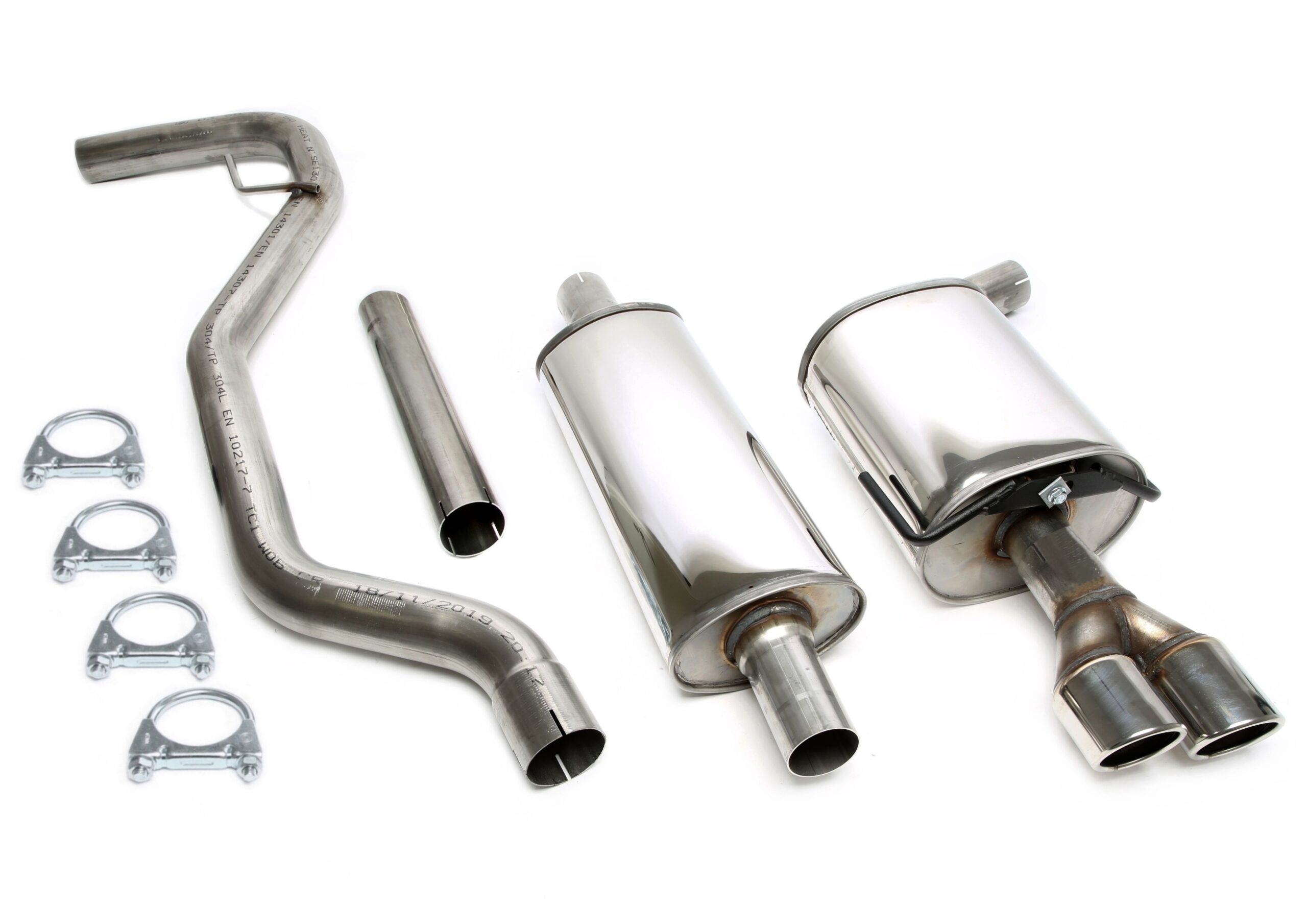 Edelstahlanlage 2x80mm passend für Saab 9-3 1.8T/2.0T Typ YS3F