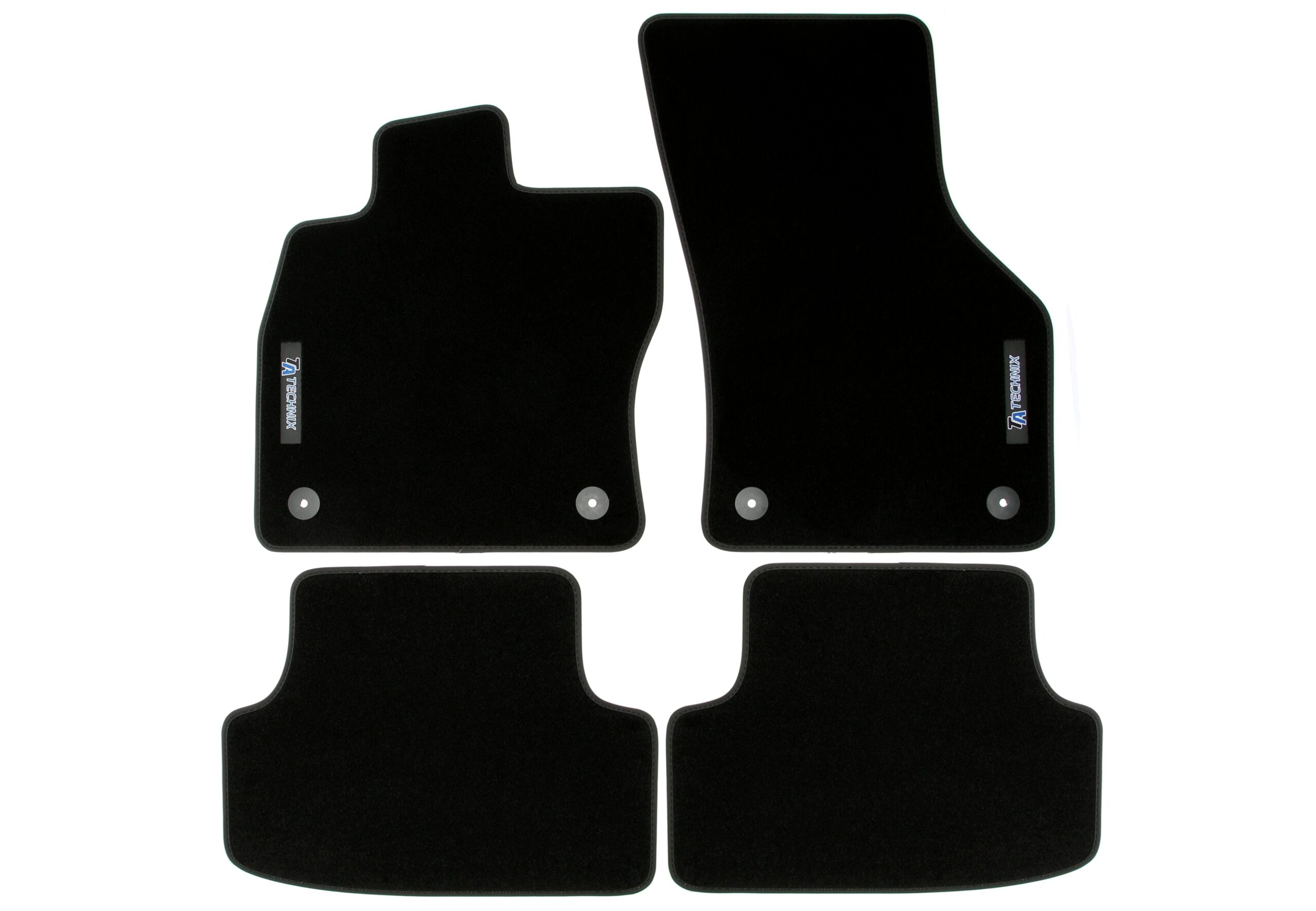Fußmatten Set mit Logo passend für Audi A3 Typ 8V, VW Golf 7 Typ 1K, Seat Leon Typ 5F