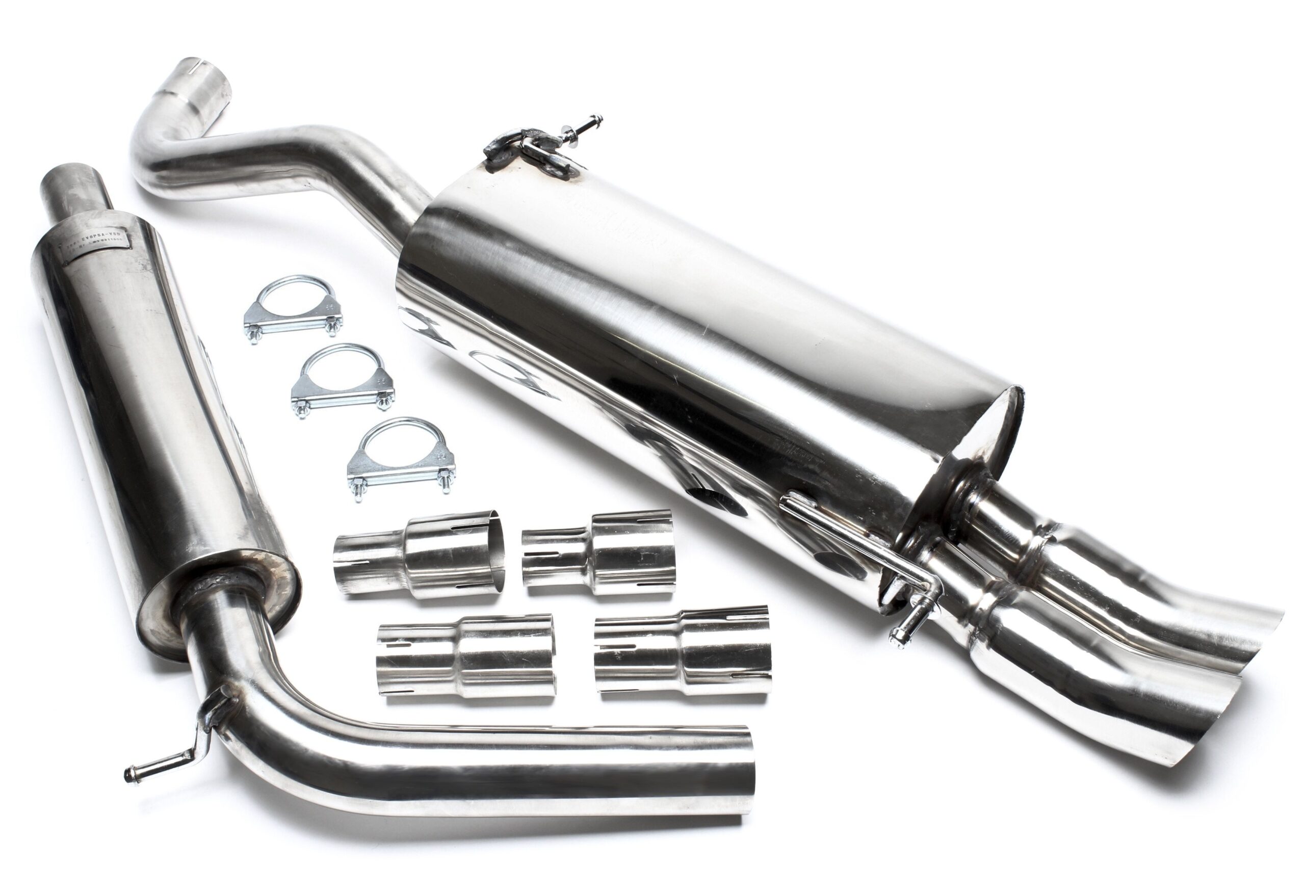 Edelstahlanlage 2x76mm DTM passend für Skoda Fabia I /VW Polo 9N