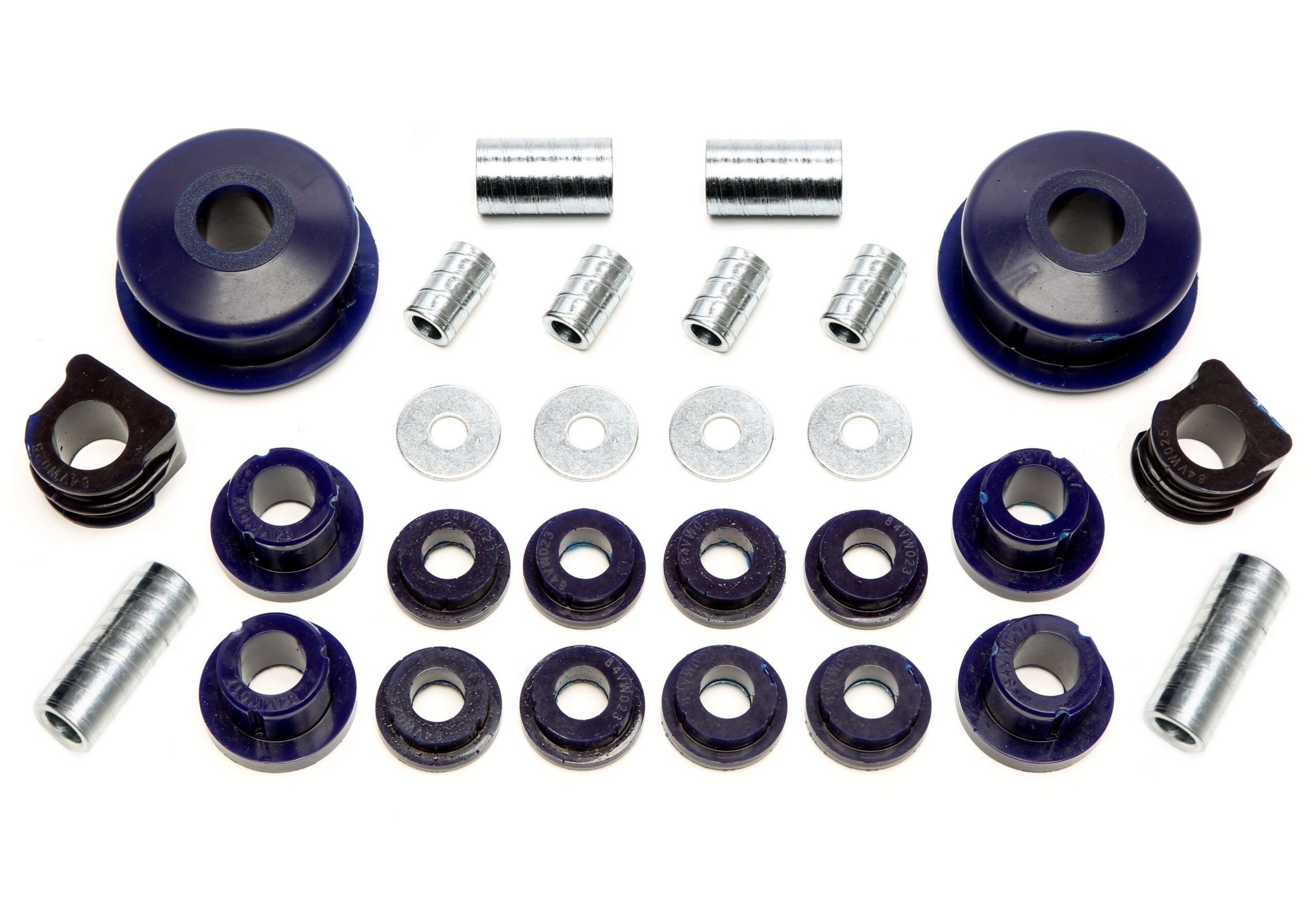 PU-Buchsen Kit 28-teilig / Vorderachse mit 21mm Stabi / passend für Audi A3 (8L)/ Seat Leon, Toledo II (1M)/ Skoda Octavia (1U)/ VW Bora, Golf IV (1J)/ New Beetle (9C/1C/1Y)