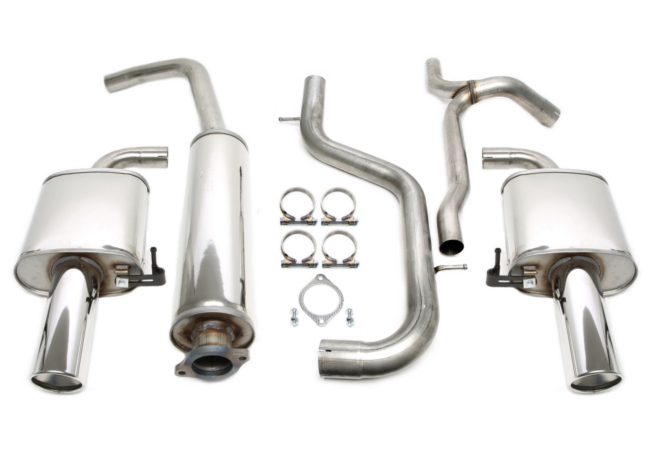 Duplex Edelstahlanlage 1x100mm Links+Rechts passend für Volvo V70 III 1.6-2.5FT Typ B
