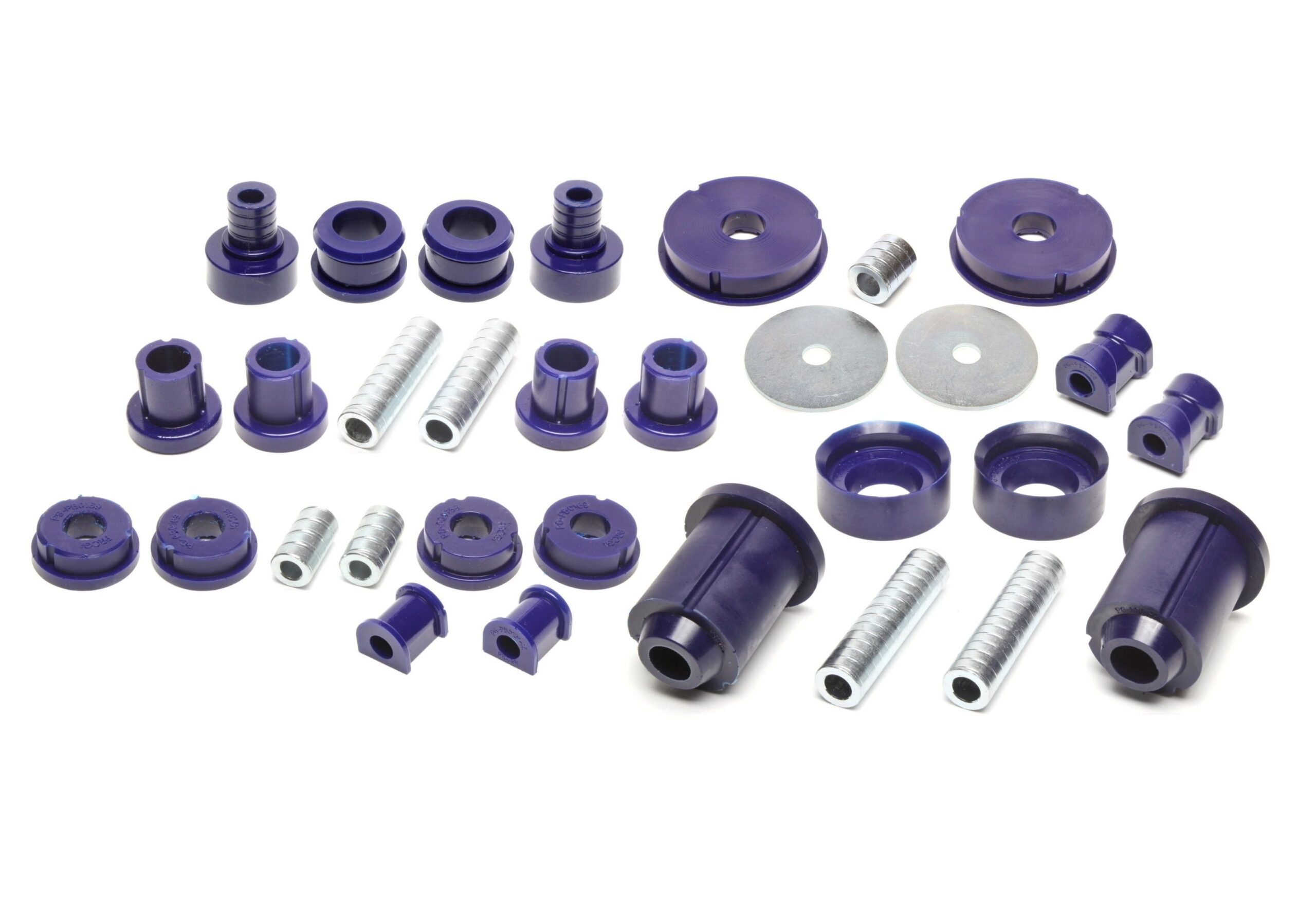 PU-Buchsen Kit 37-teilig / Vorderachse+Hinterachse / Vorderachse mit Ø 19mm Stabi / M3 Exzenter / Hinterachse mit Ø 18mm Stabi / passend für BMW 3er Serie E30