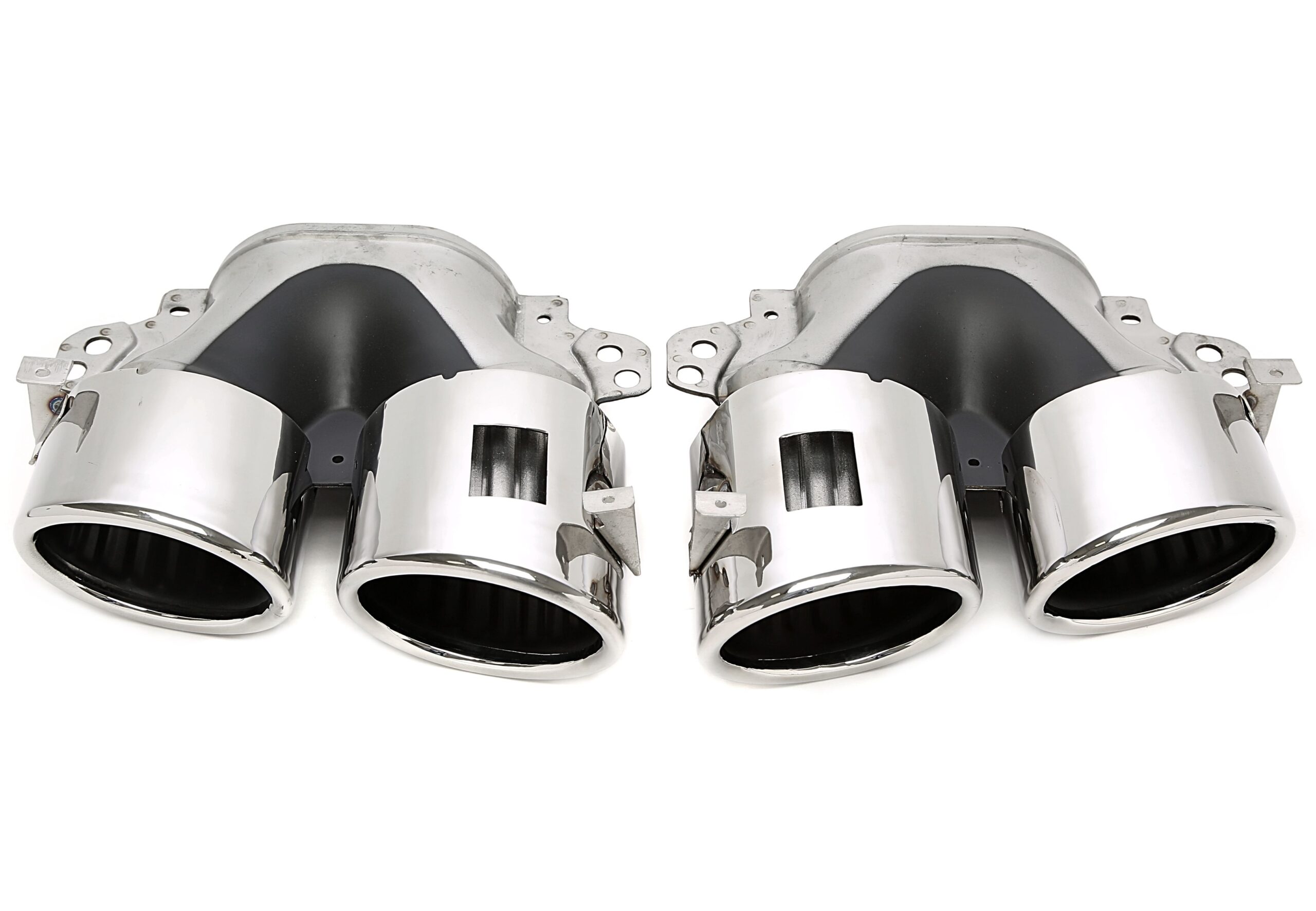 Endrohrblende zum anschrauben "double design" in chrom/glänzend passend für Mercedes Benz A-Klasse (W177) / CLA-Klasse (W118) A45/CLA45